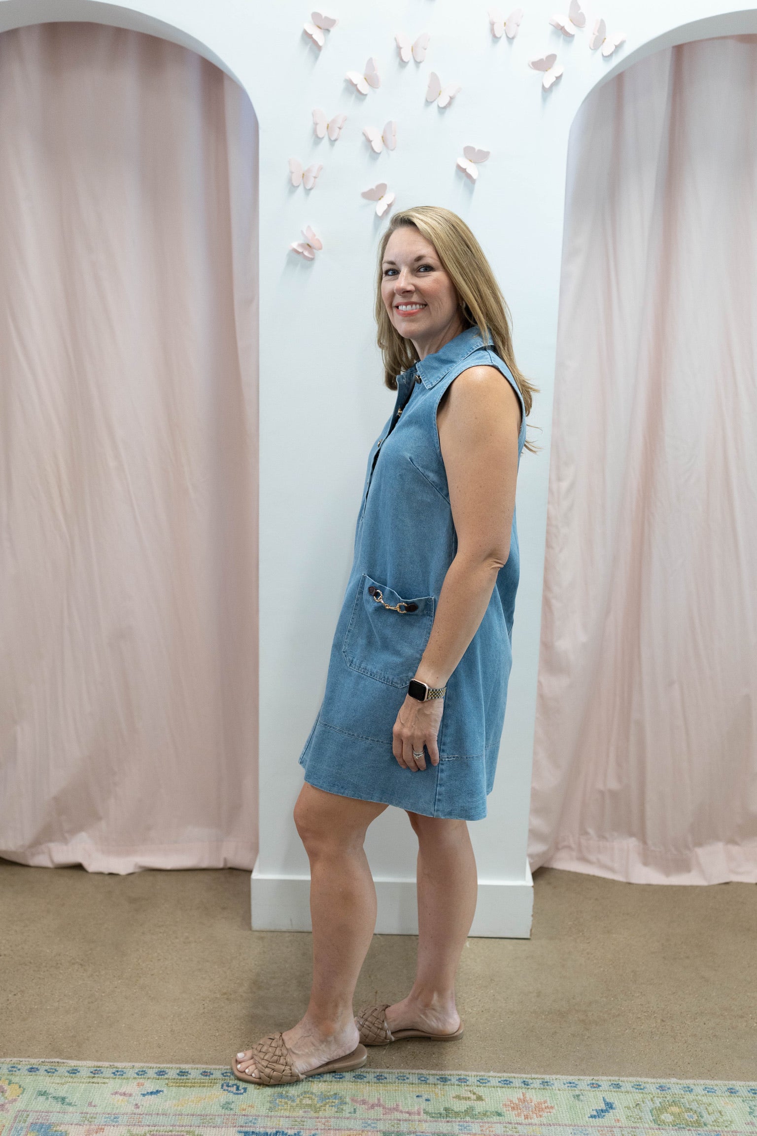 Denim Horsebit Mini Dress