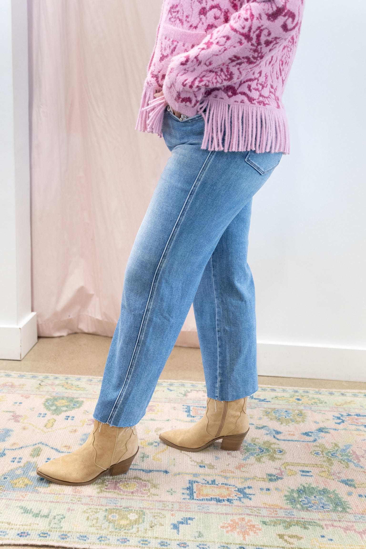 High Rise Slim Wide Jeans