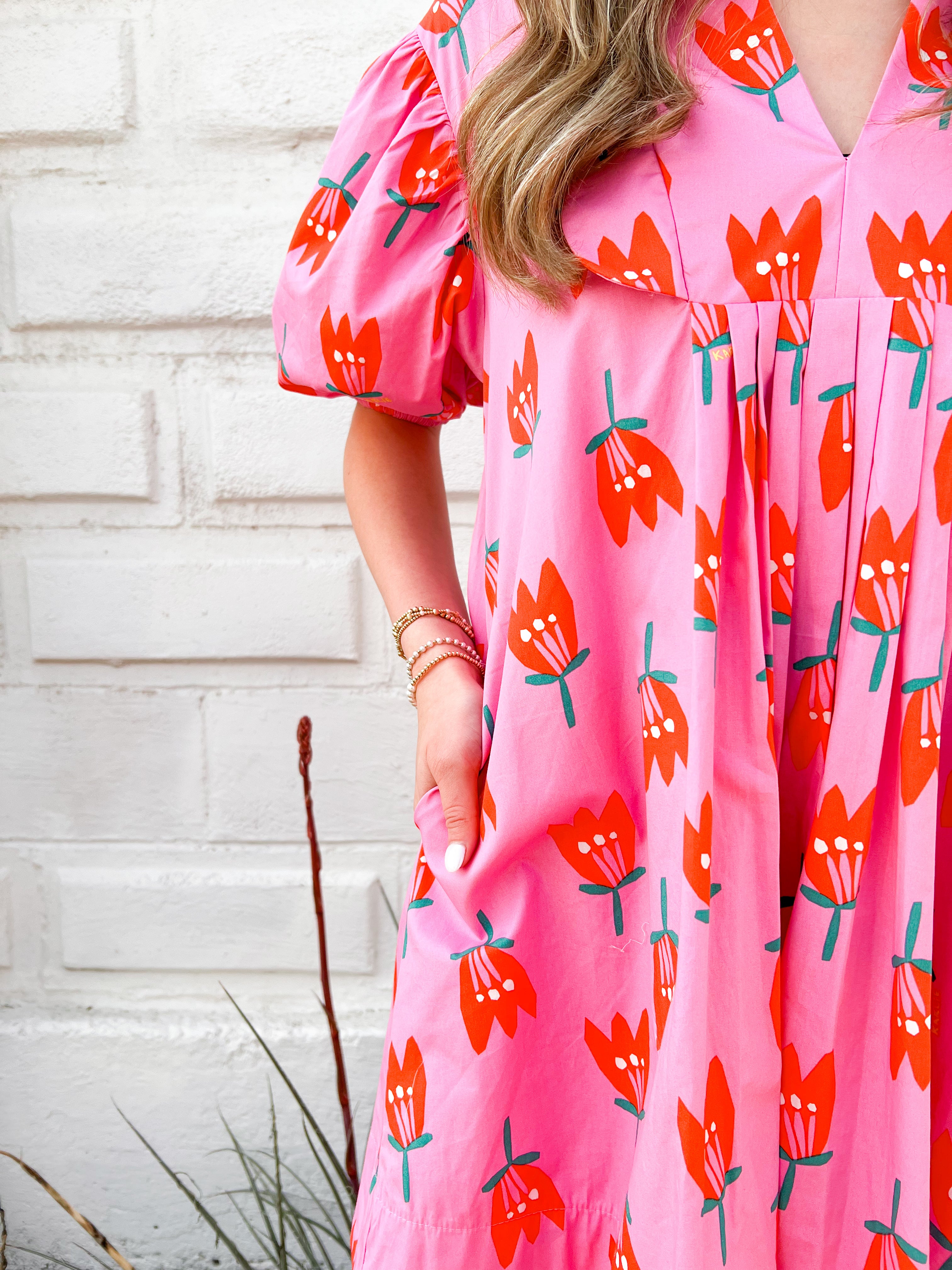 Poplin Scallop Poppy V-Neck Dress | Karlie