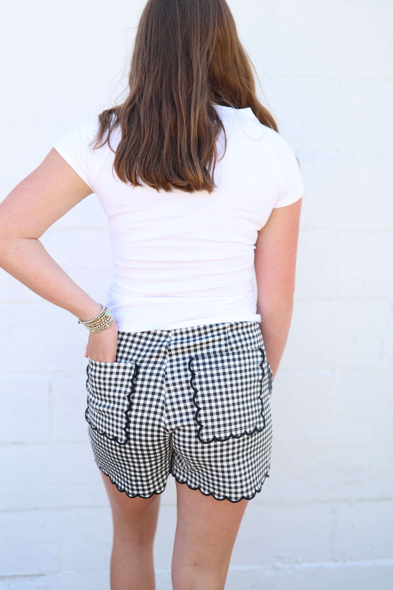 Black Gingham Scallop Shorts