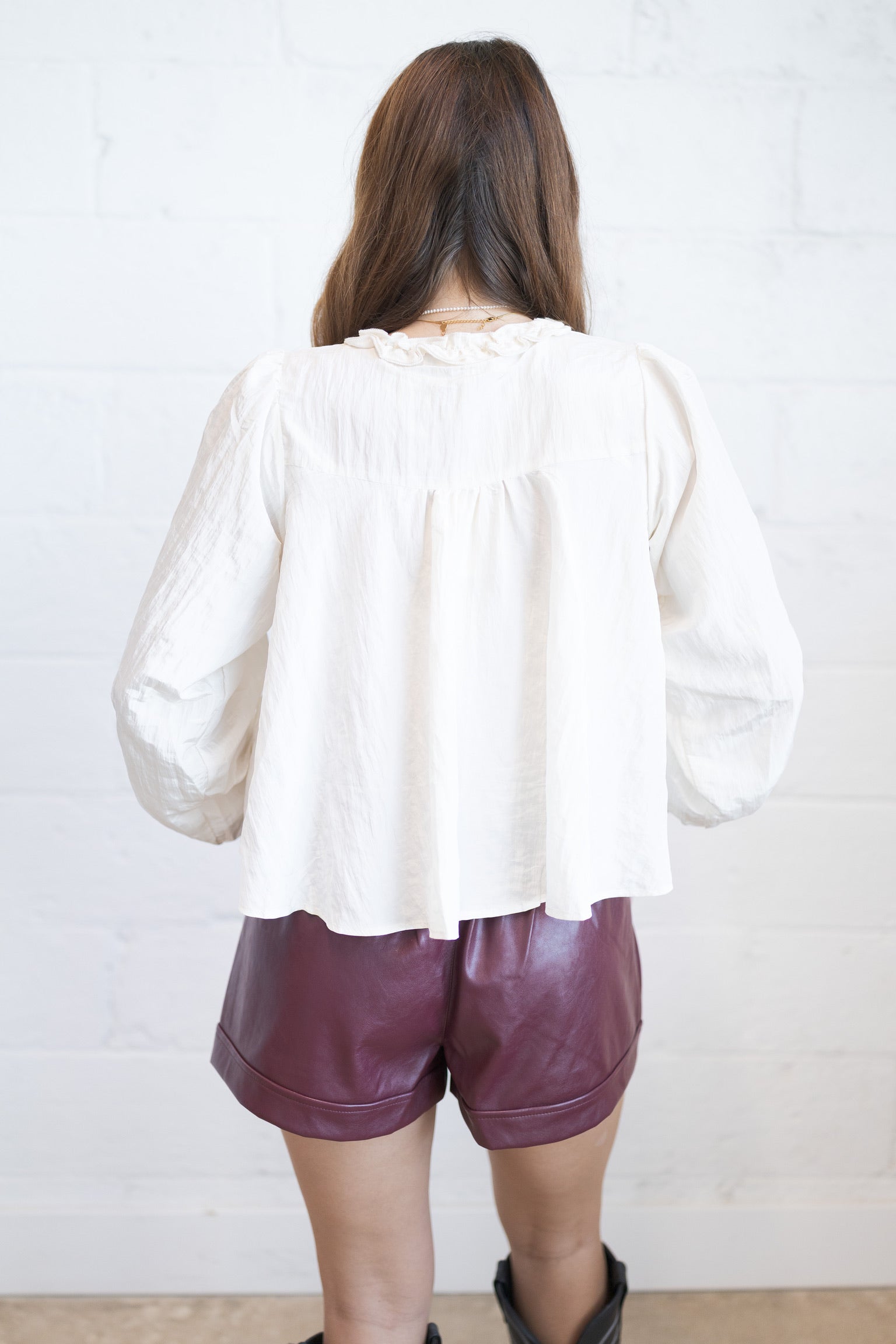 Perry Plum Leather Shorts