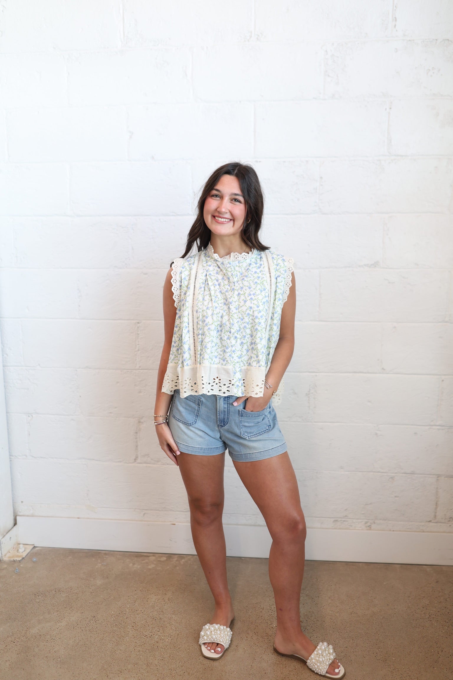 Gardenia Floral Eyelet Top