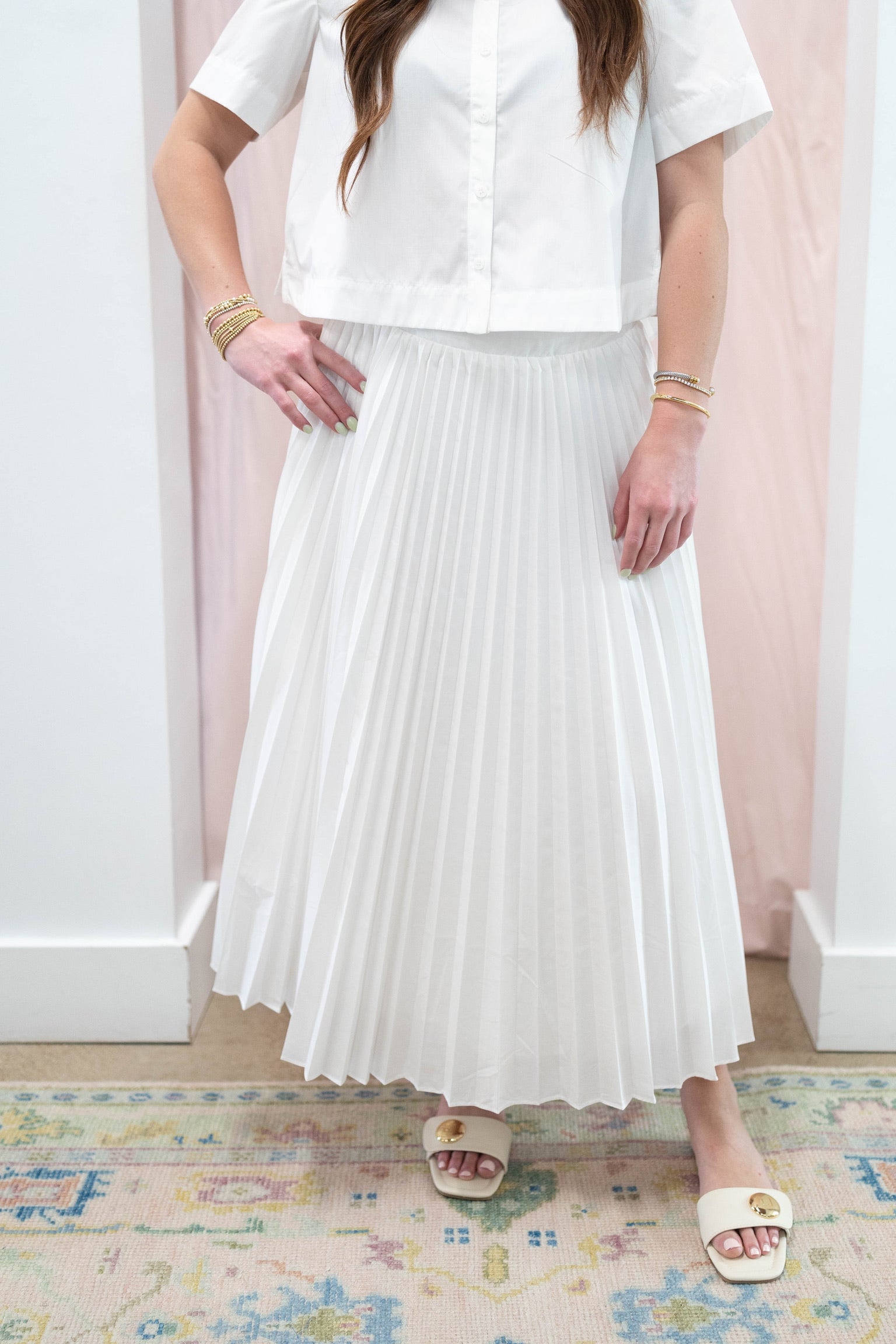 White Pleated Skirt
