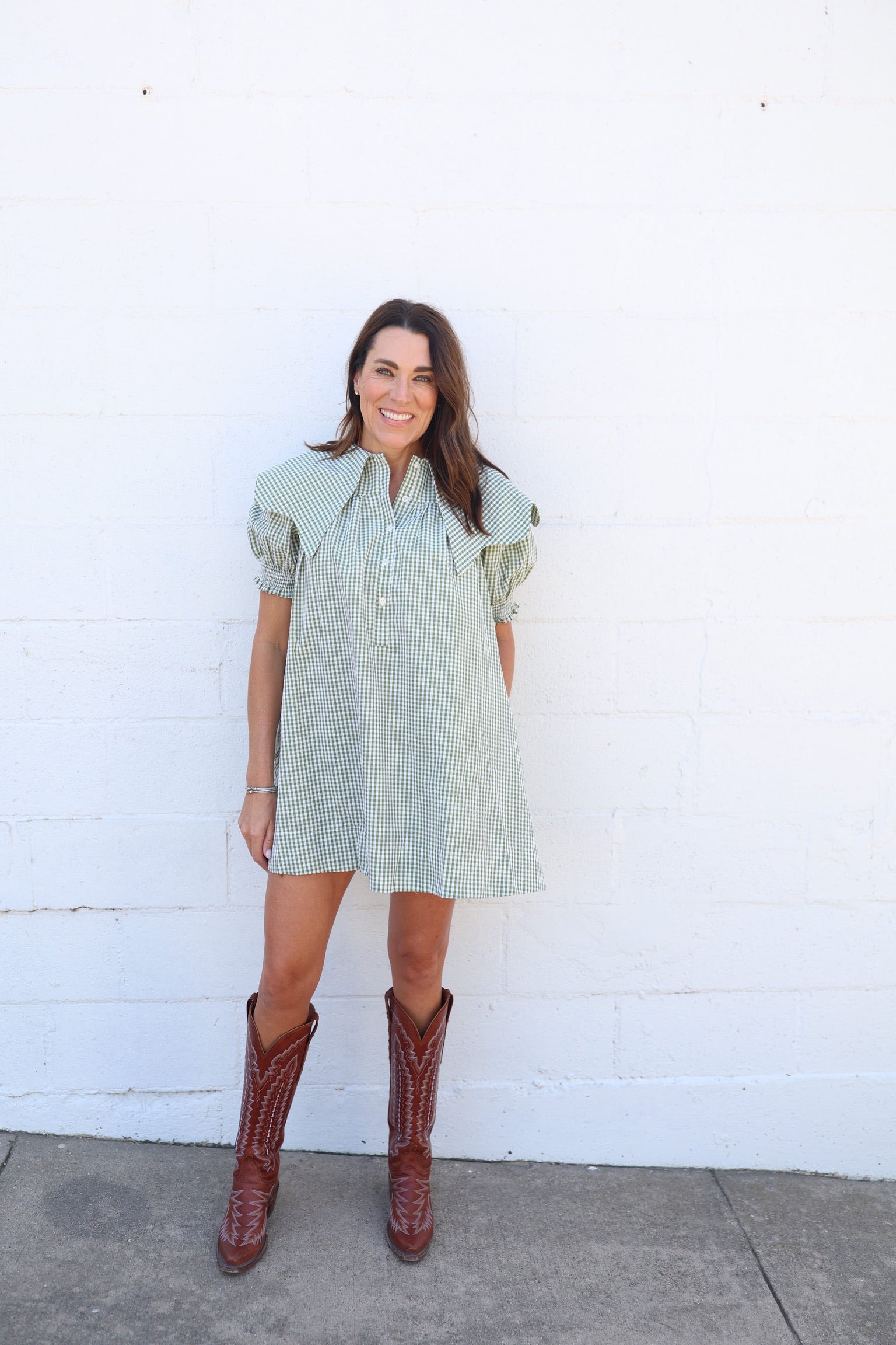 Citrine Check Collar Dress