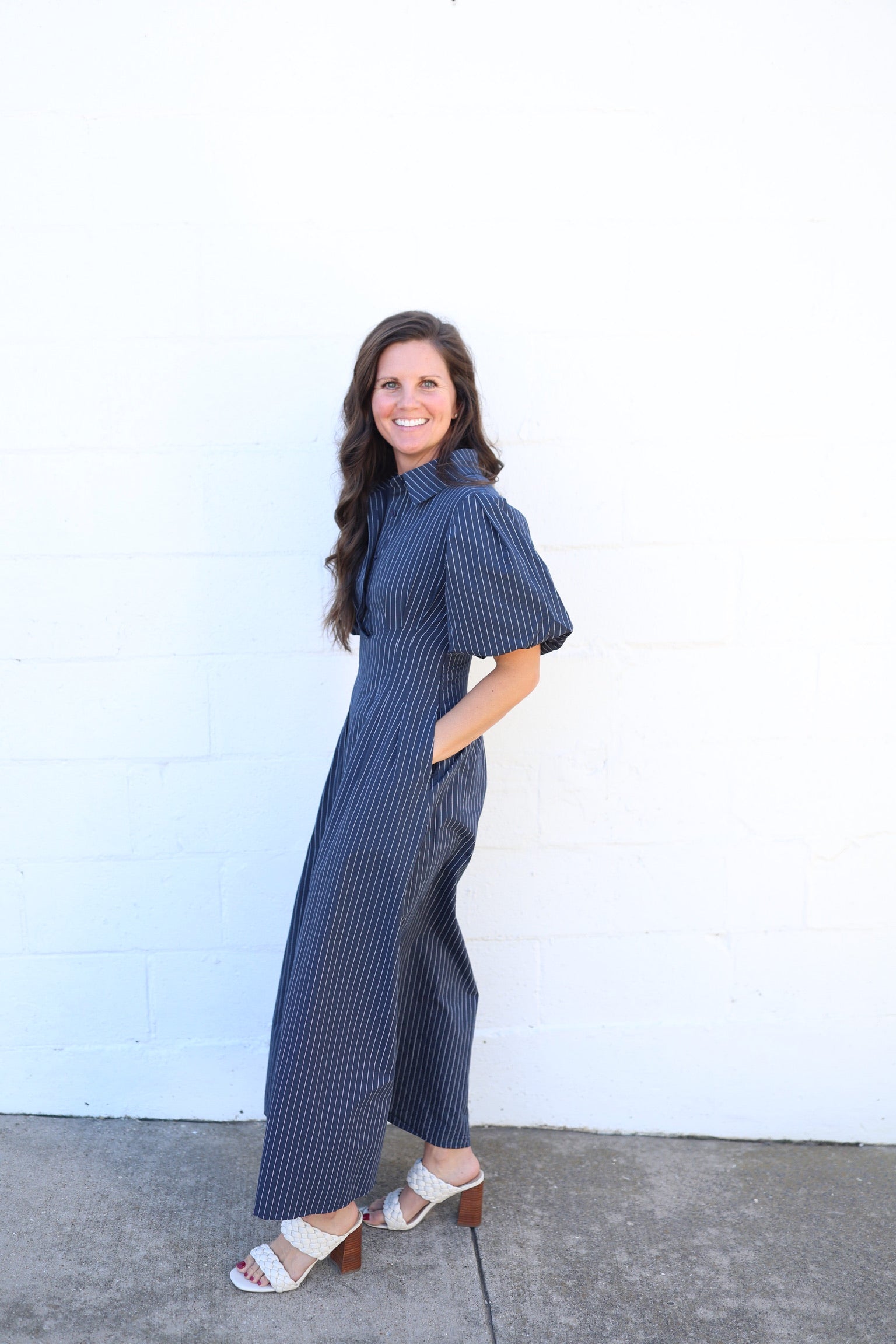 Janelle Navy Poplin Maxi Dress
