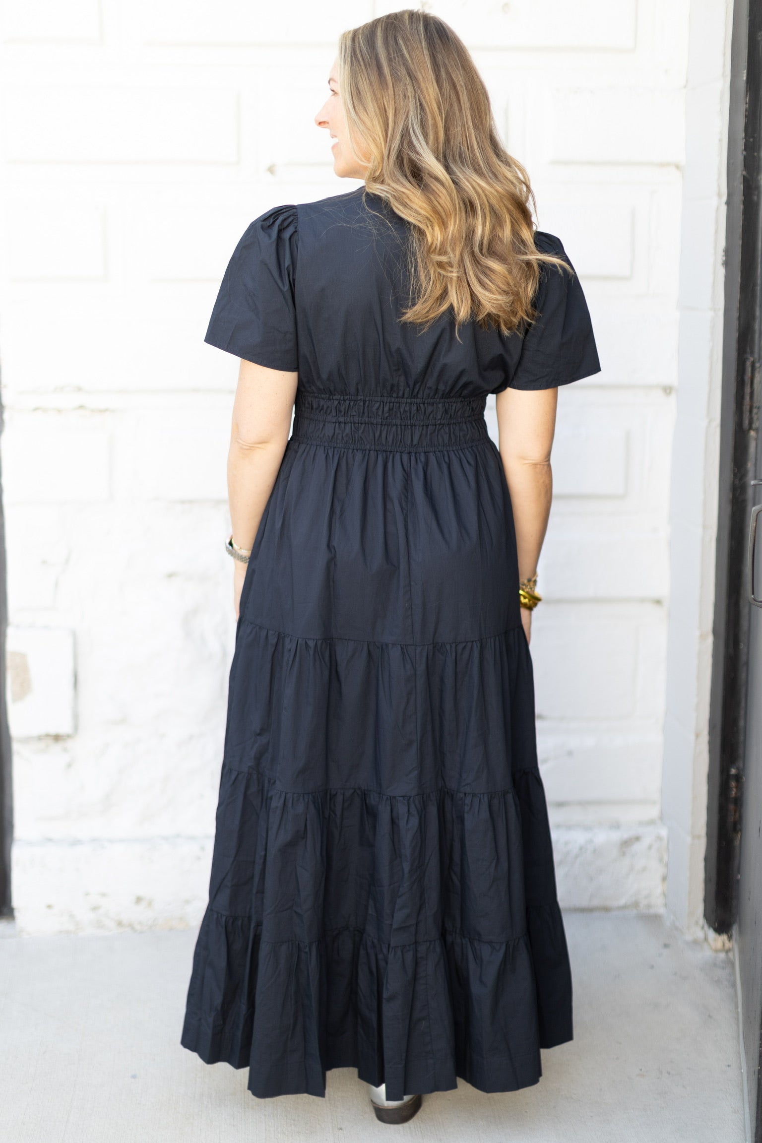 Navy Poplin Maxi Dress