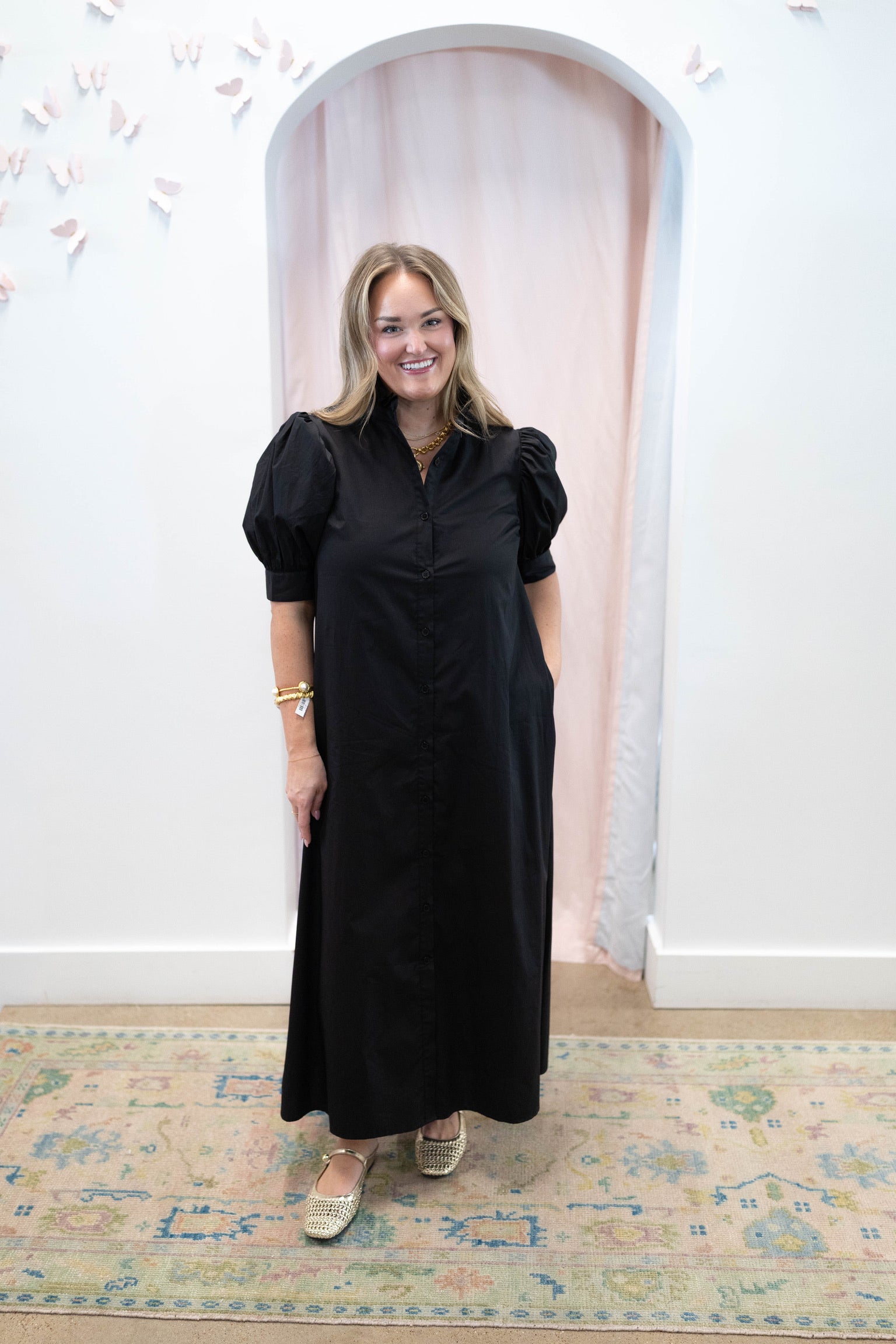 Louise Ruffle Neck Maxi Dress