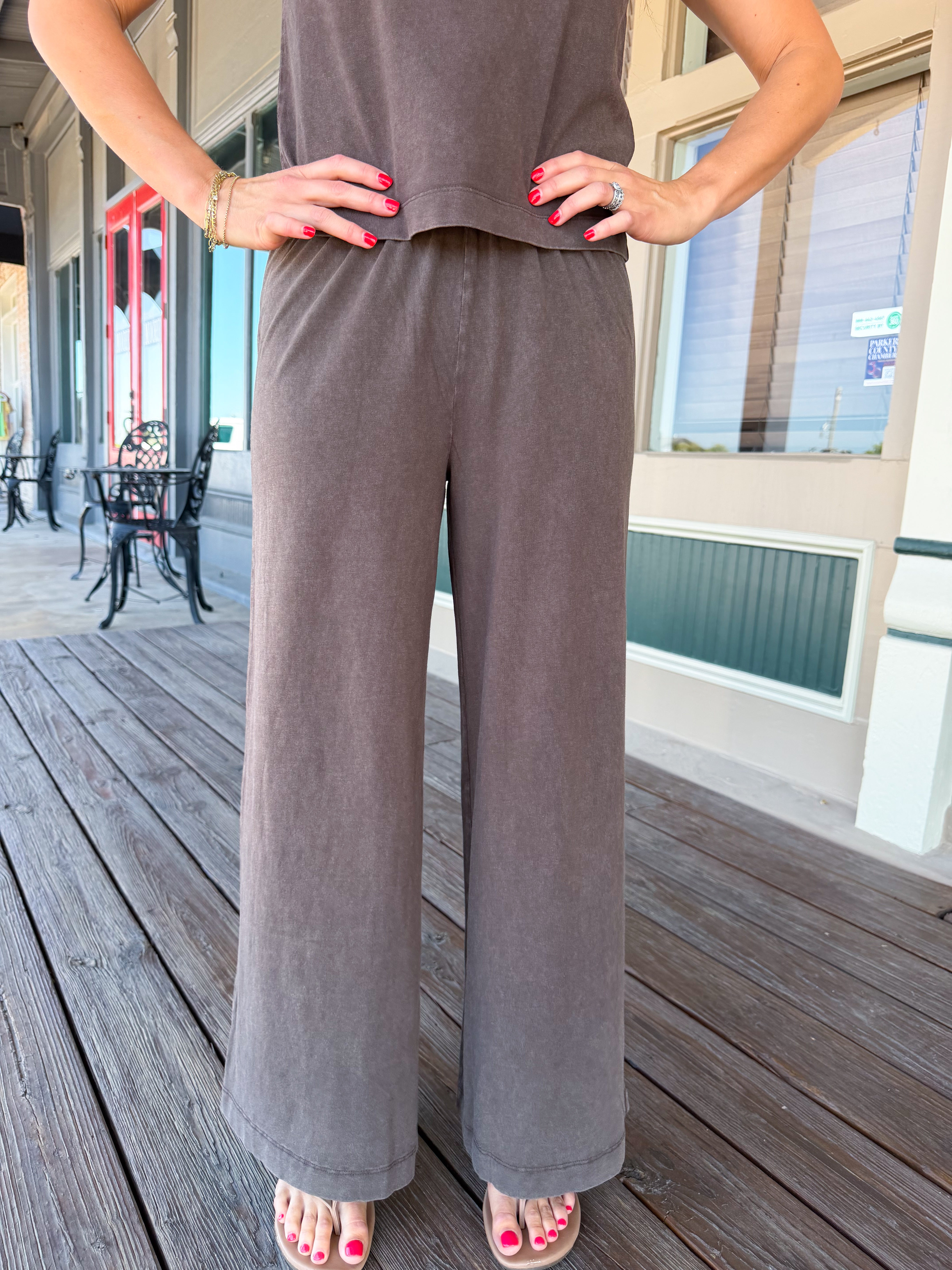 Dark Chocolate Scout Jersey Crop Flare Pant