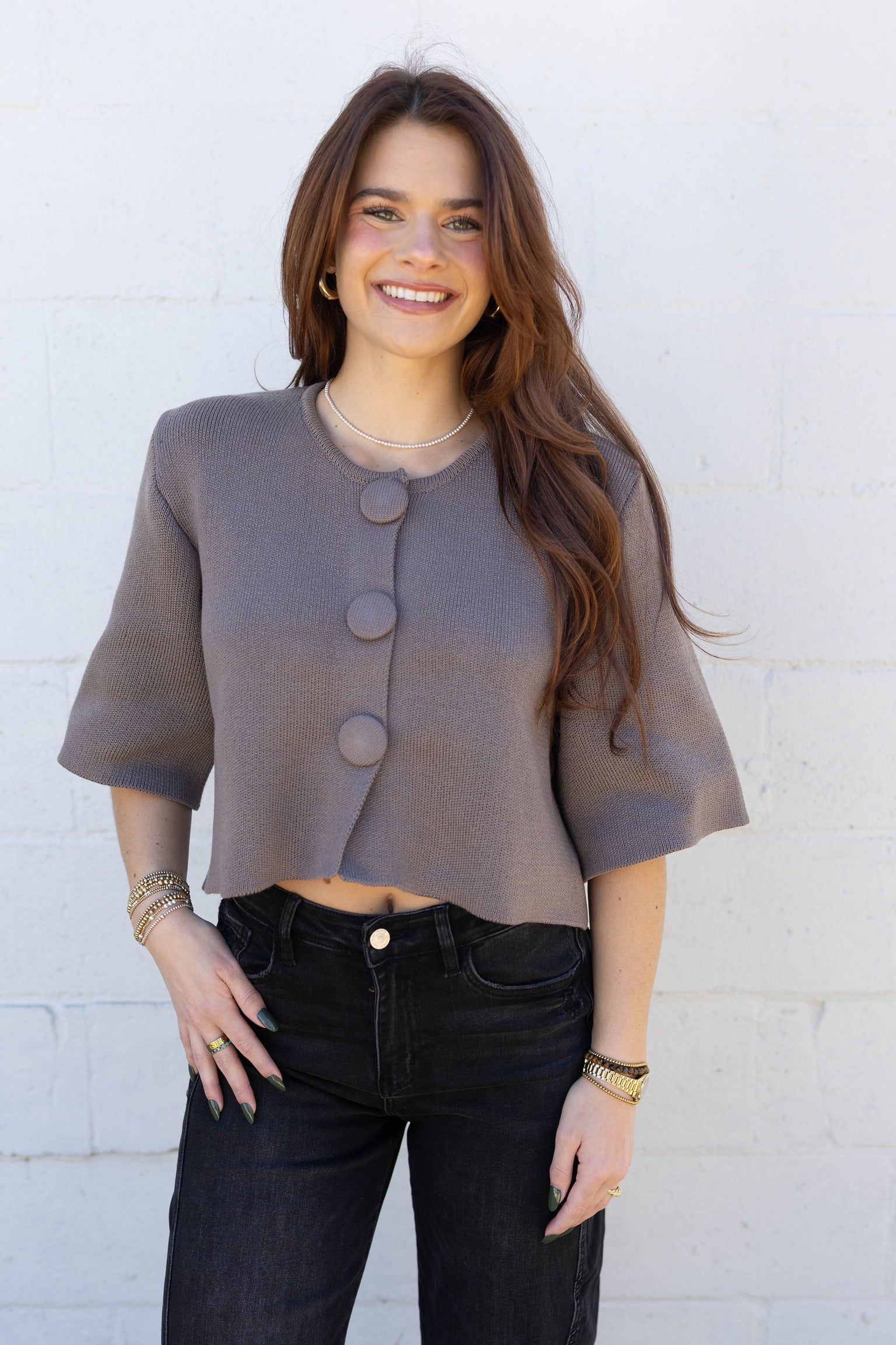 Button Knit Cardi Sweater