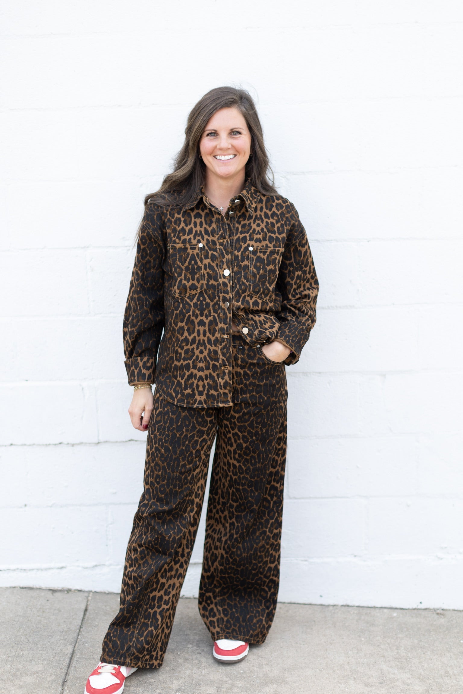 Leopard Denim Button Down