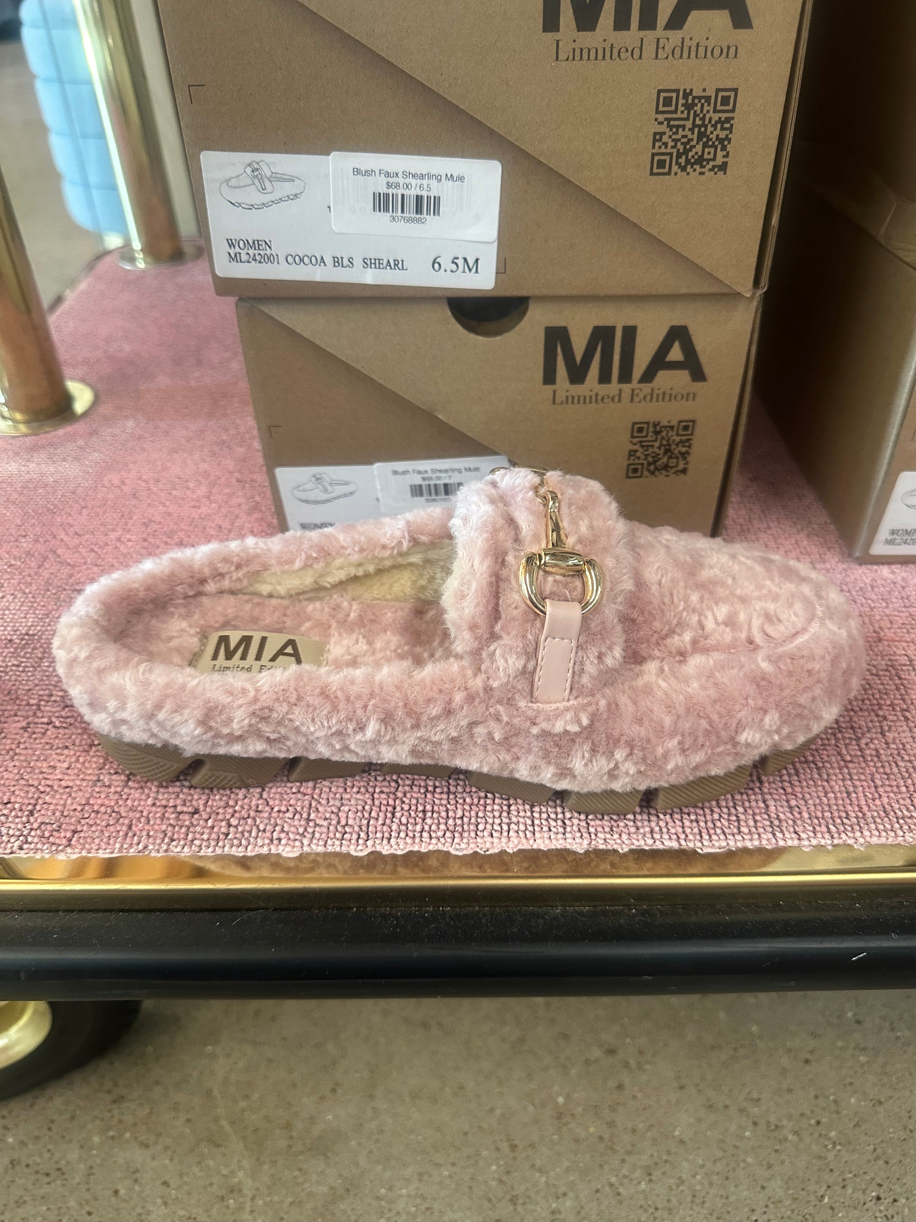 Blush Faux Shearling Mule