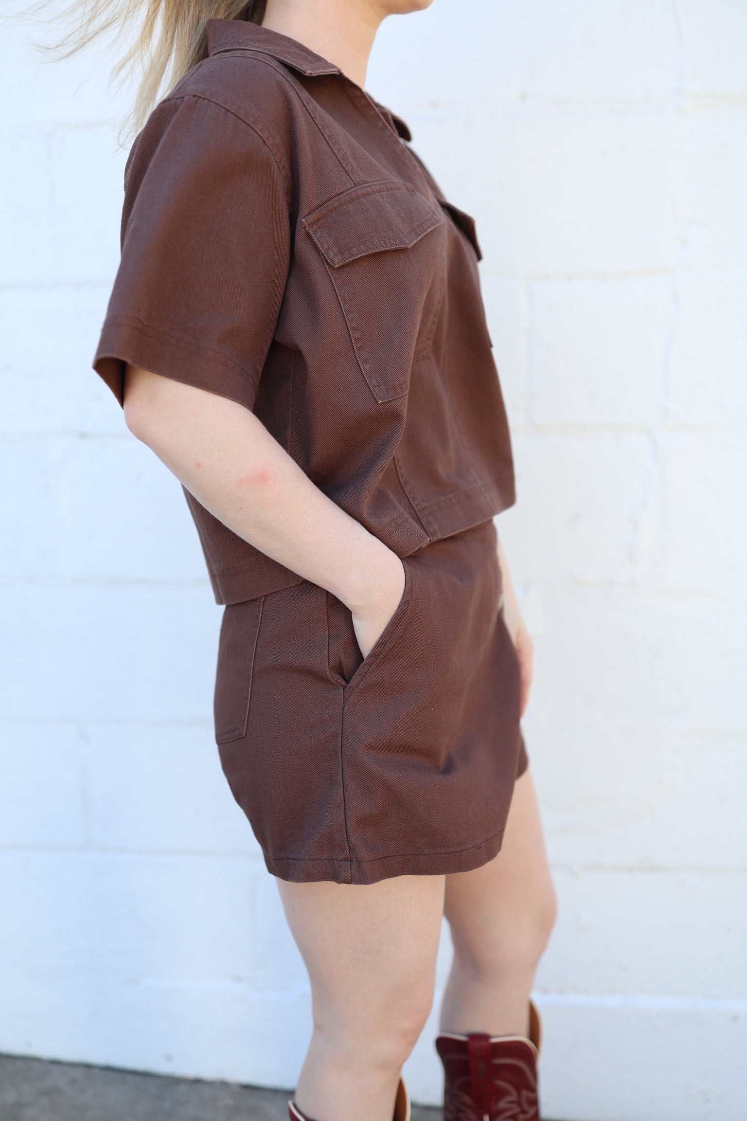 Cocoa Denim Wrap Skort