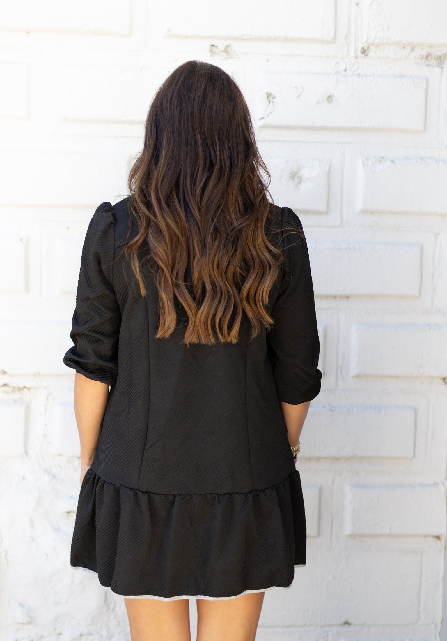 Black Textured Zip Dress