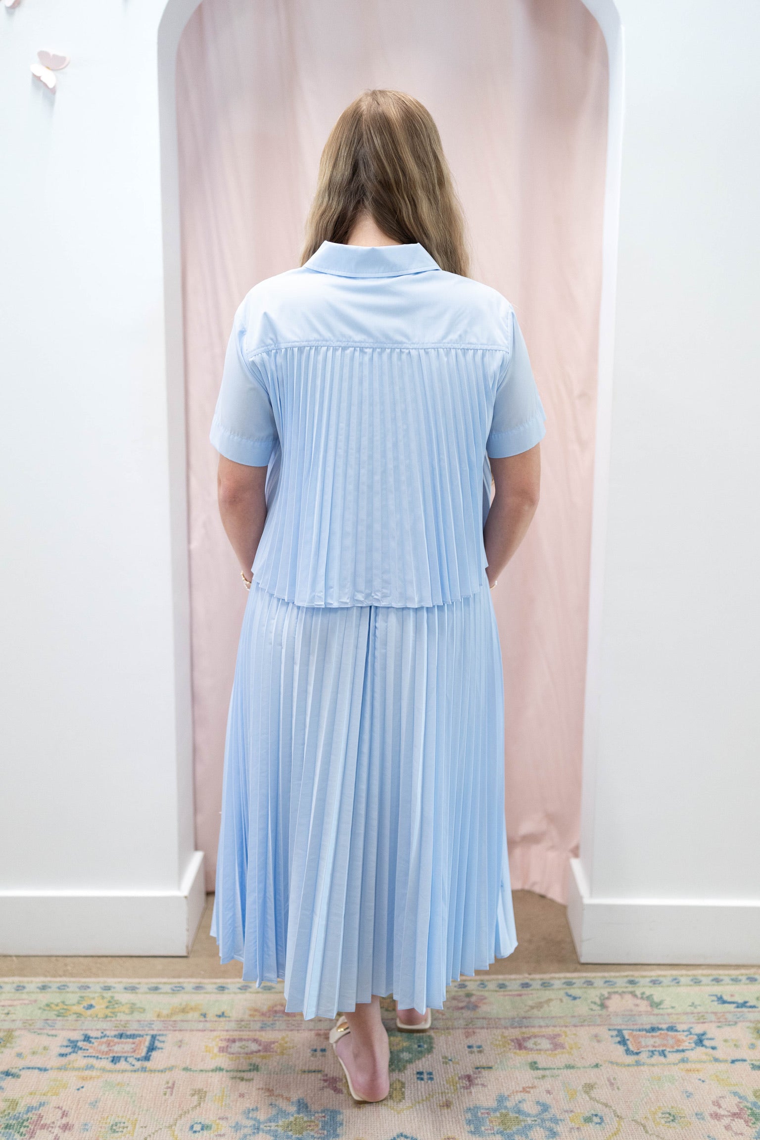 Baby Blue Pleated Skirt