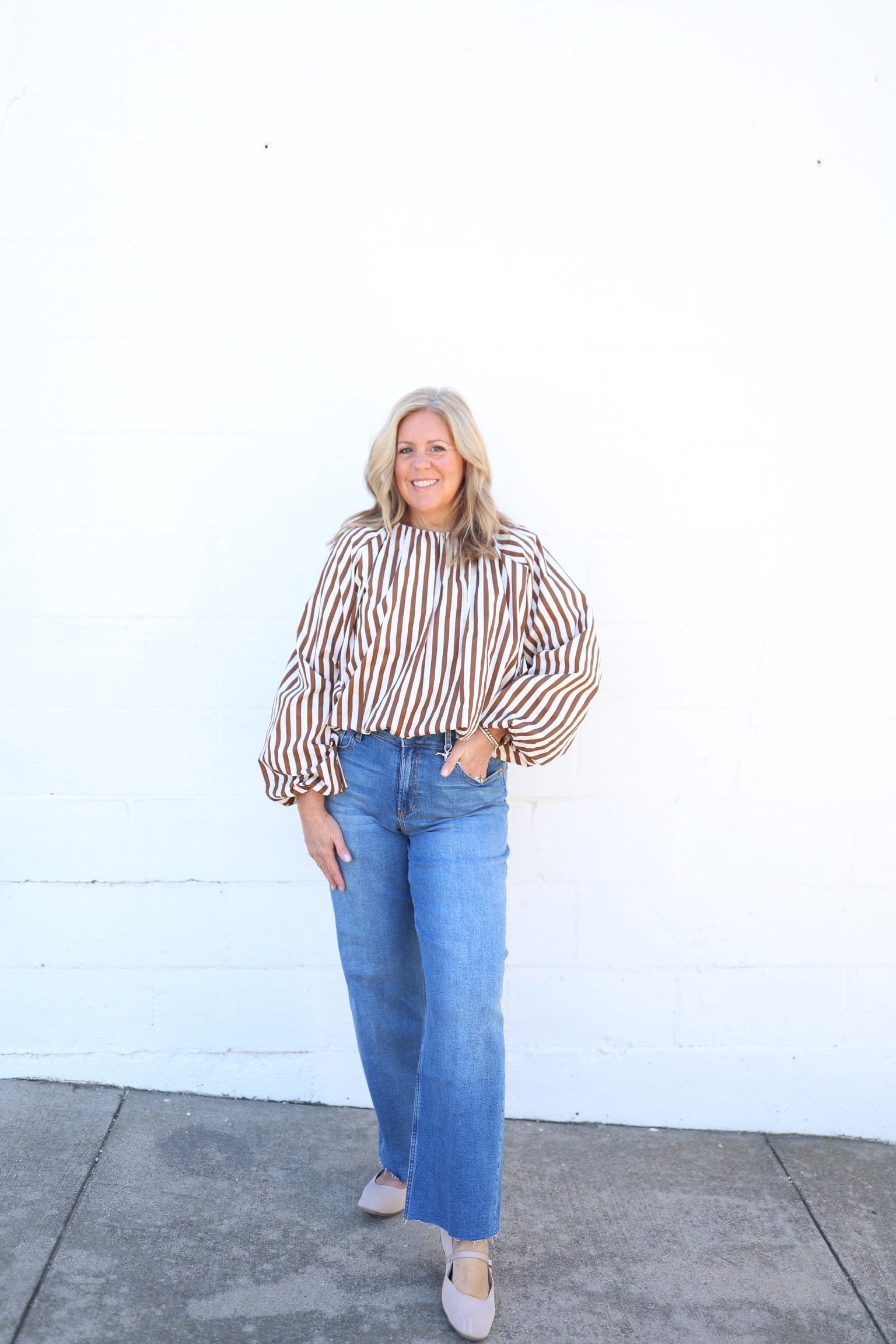 Camille Stripe Bubble Blouse