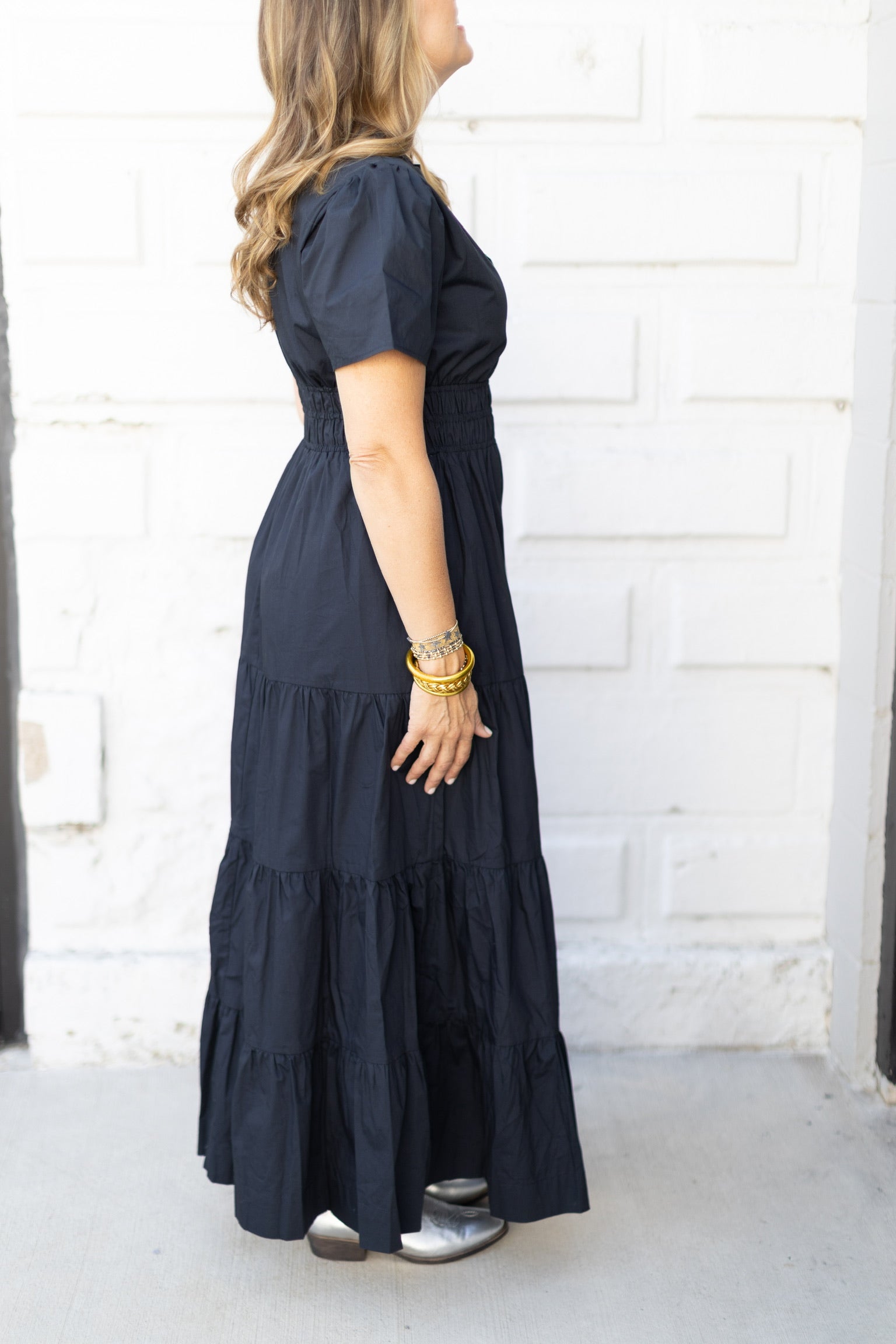 Navy Poplin Maxi Dress