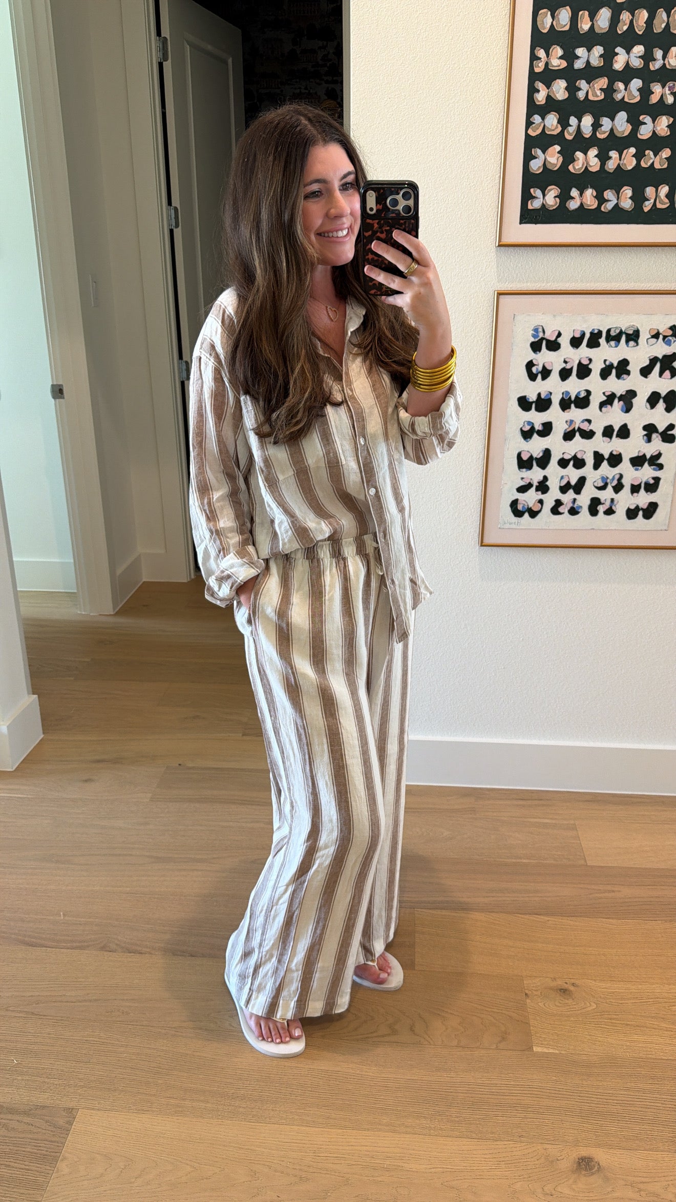 Light Toffee Striped Button Up