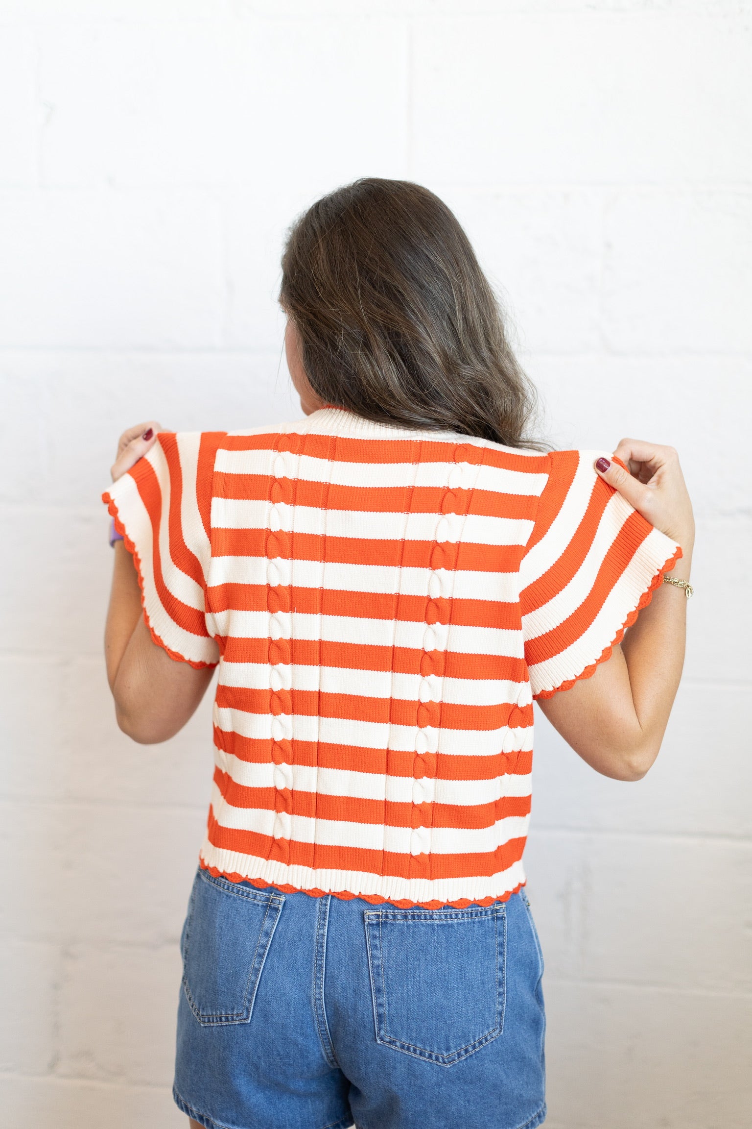 Orange Stripe Knit Top