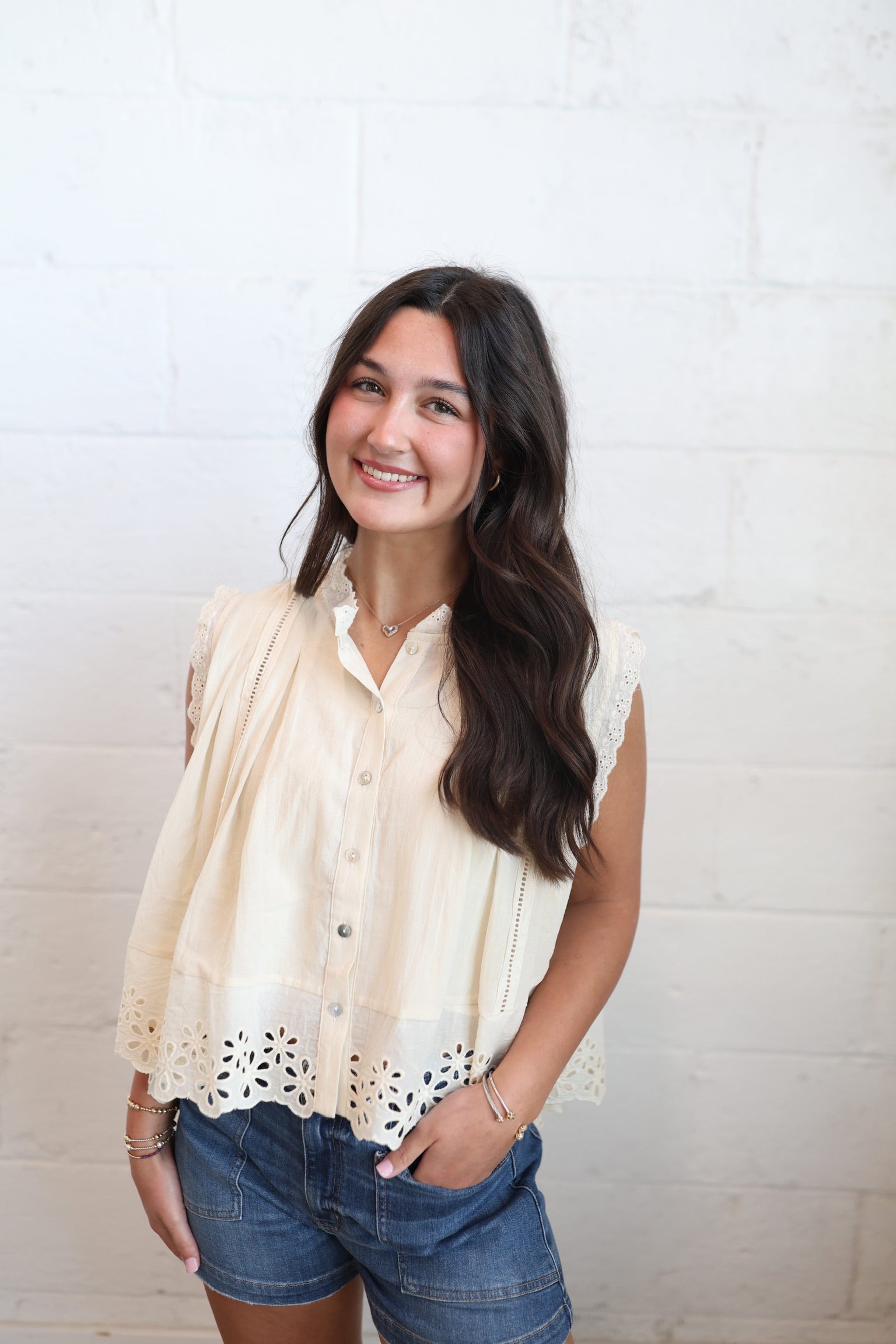 Finley Floral Eyelet Top