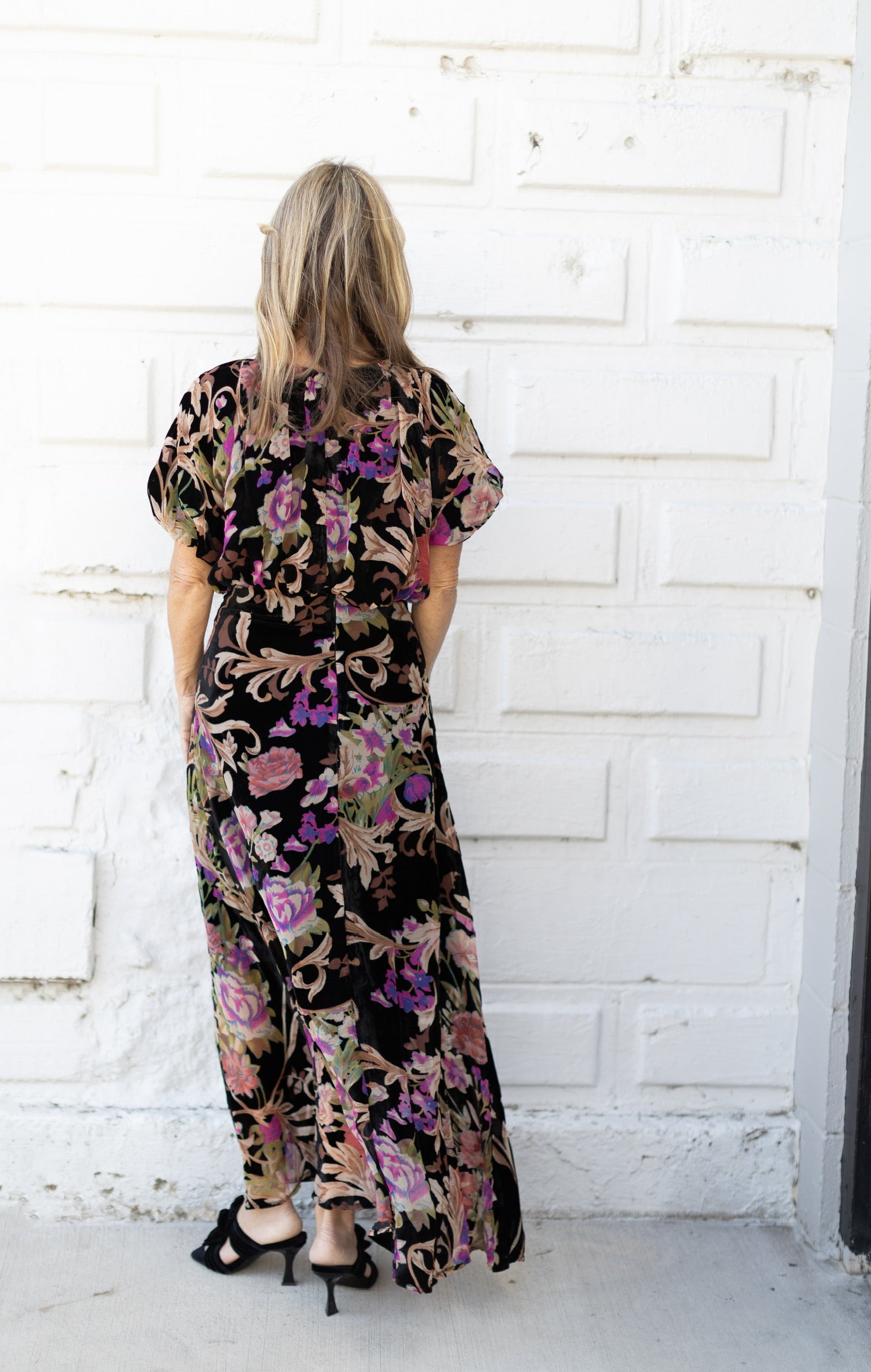 Suede Floral Maxi Skirt