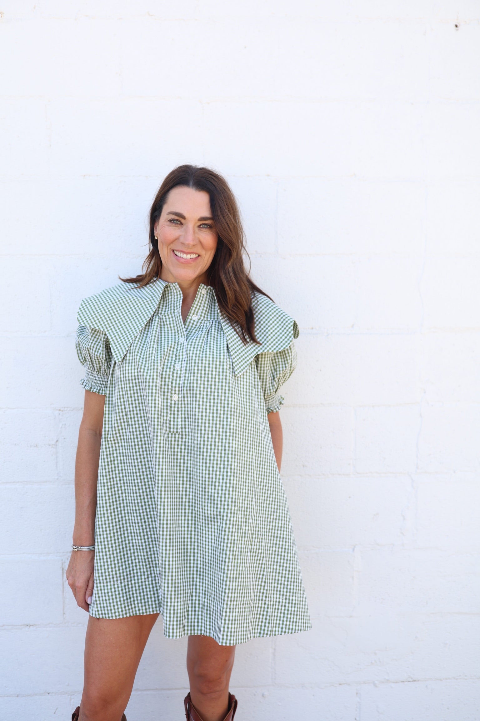 Citrine Check Collar Dress