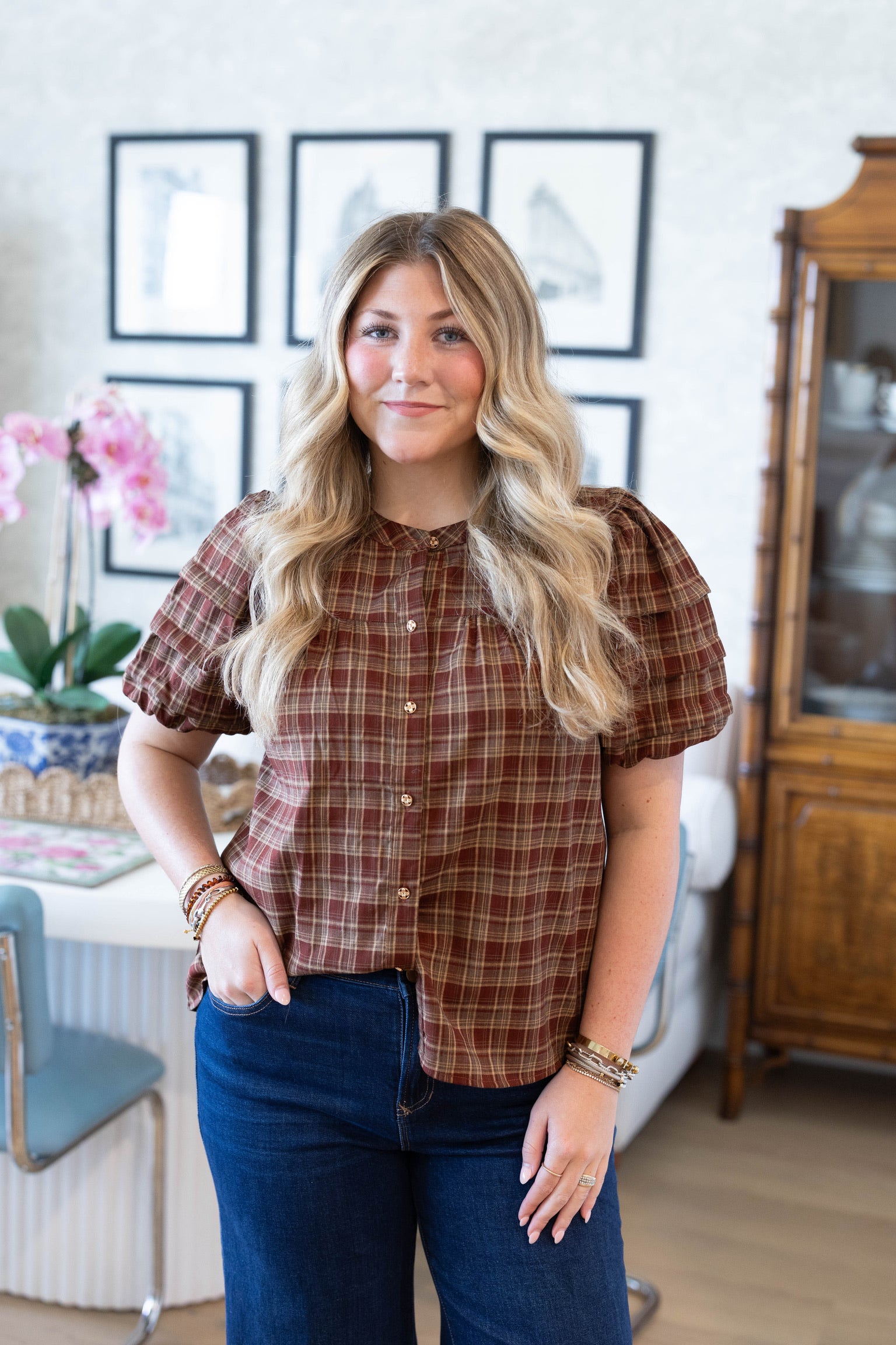 Rust Plaid Blouse