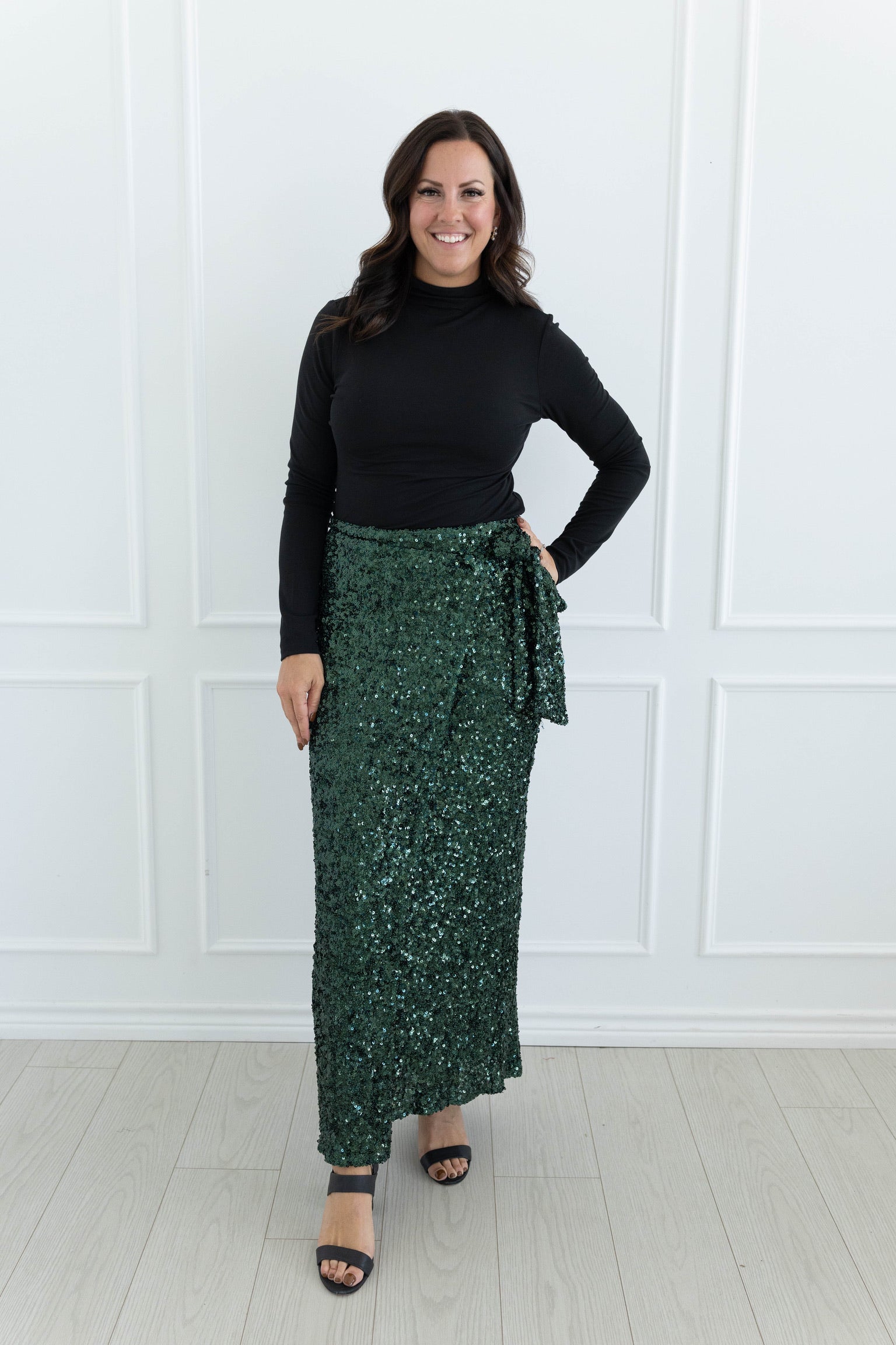 Sutton Sequin Wrap Skirt