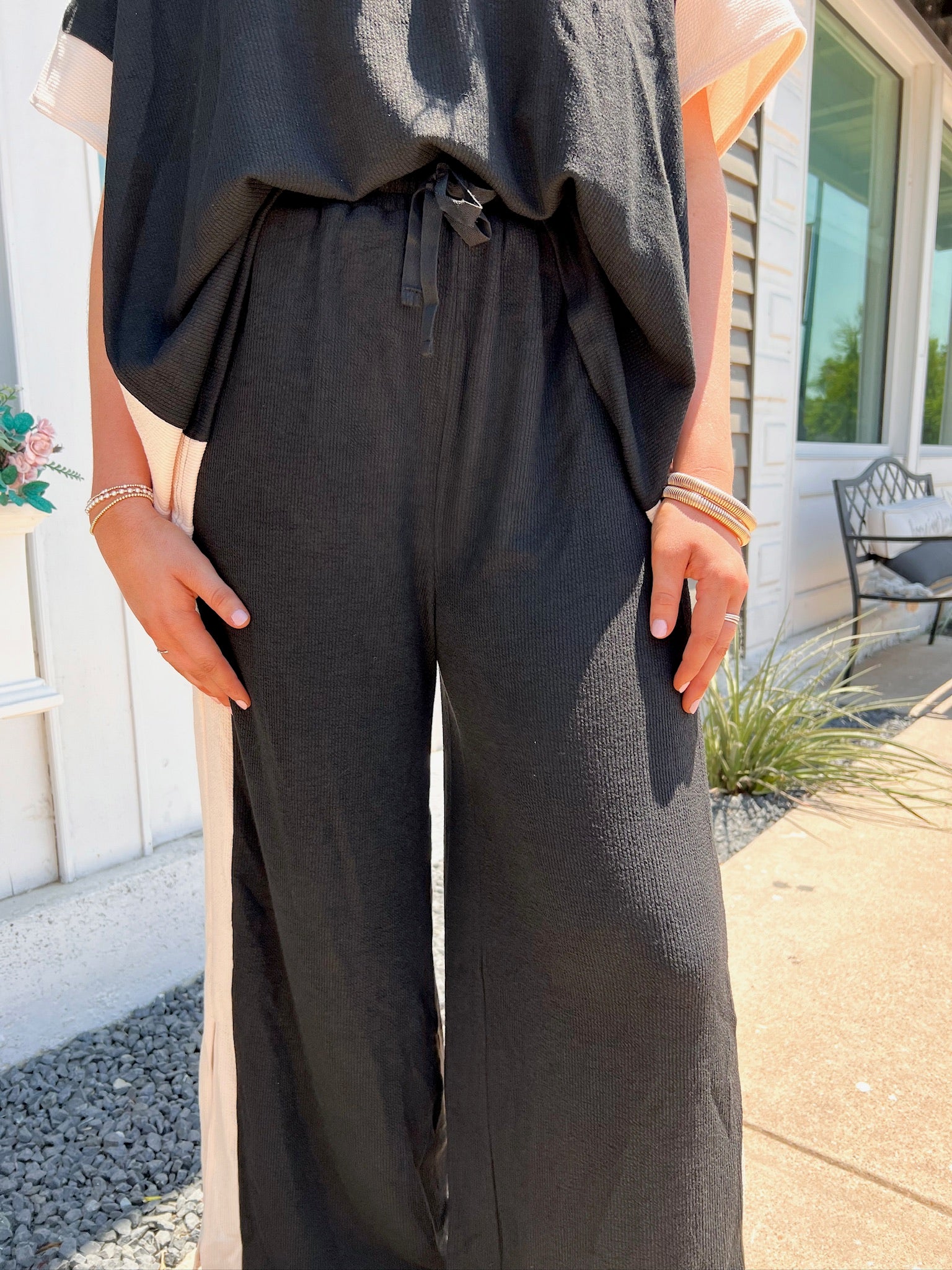 Black Color Block Pants