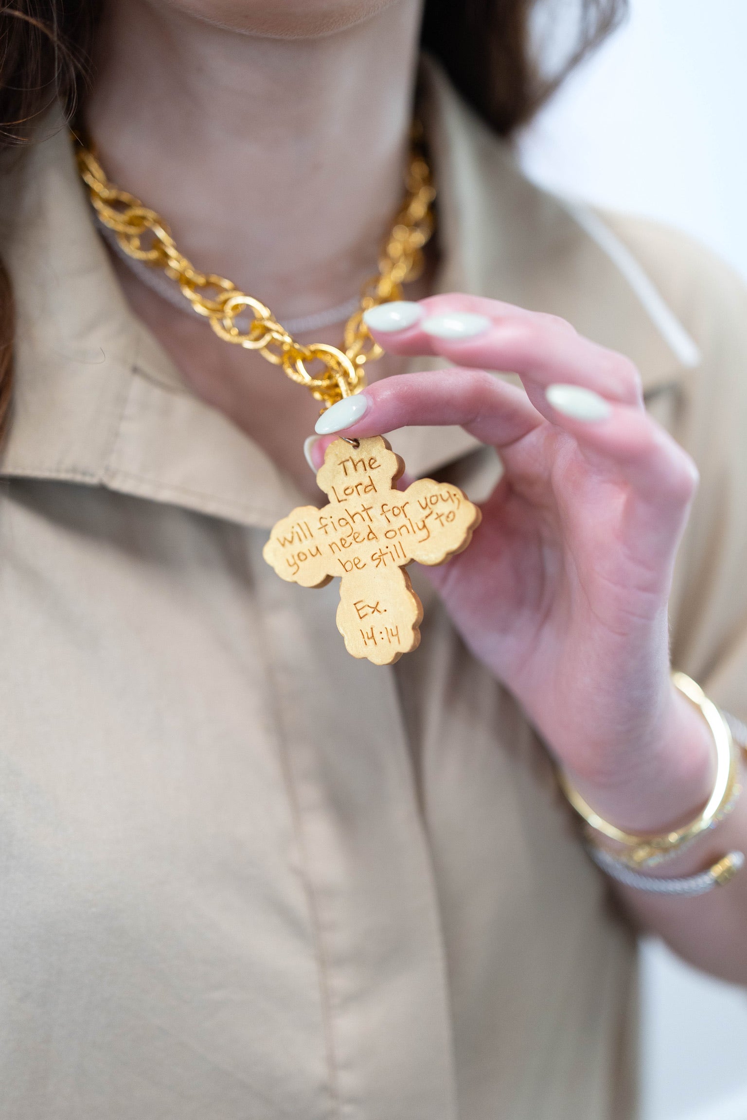 18" Double Gold Chain with Andrea Cross