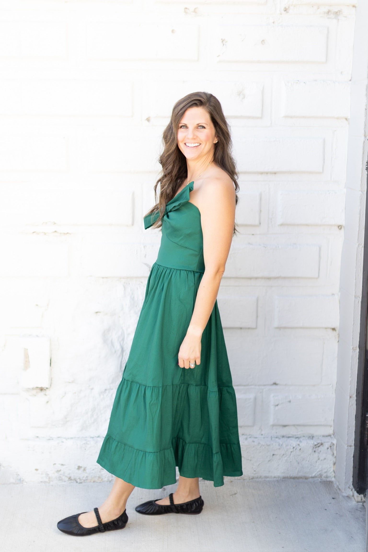 Green Holiday Bow Mini Dress