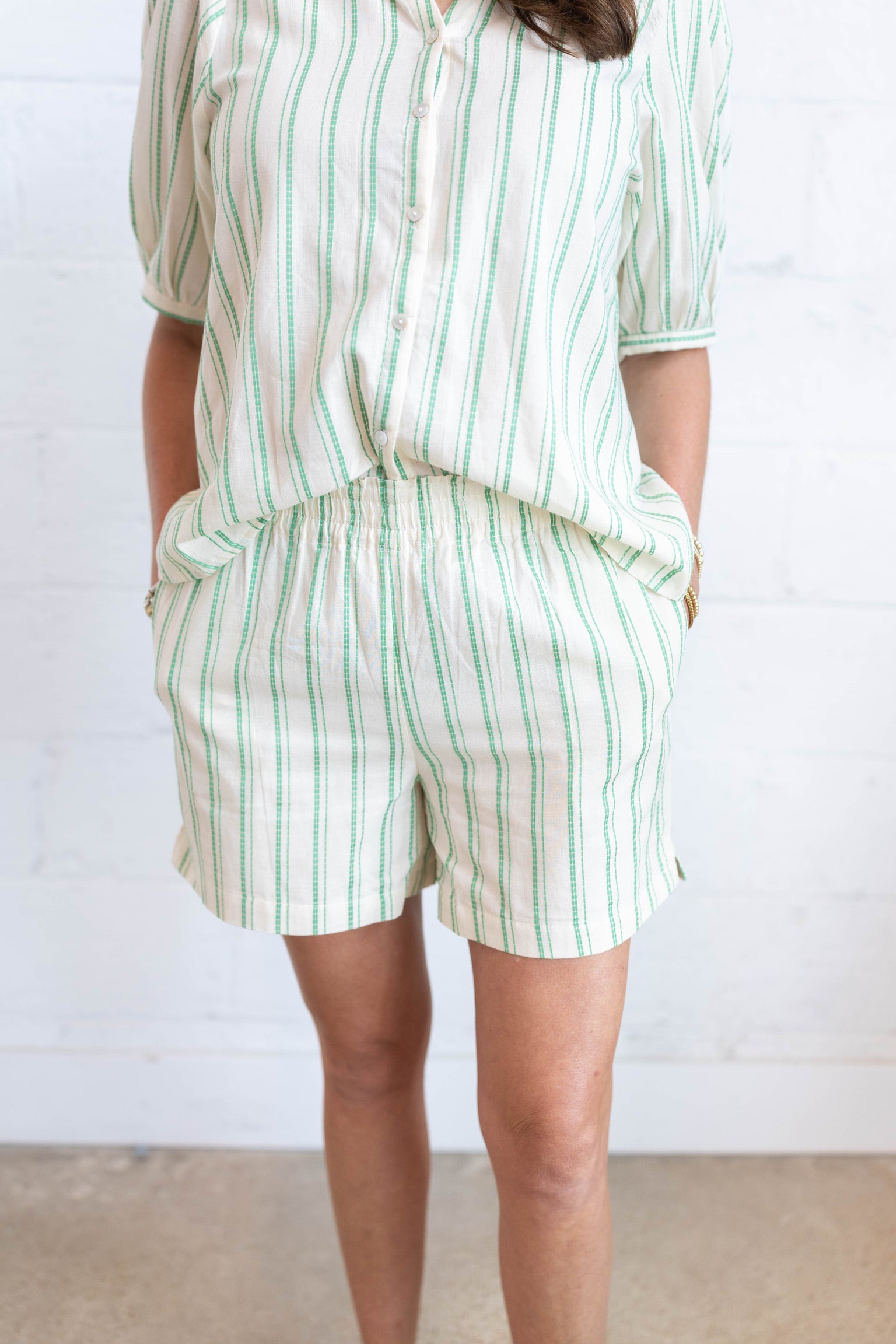 Gracie Green Stripe Shorts