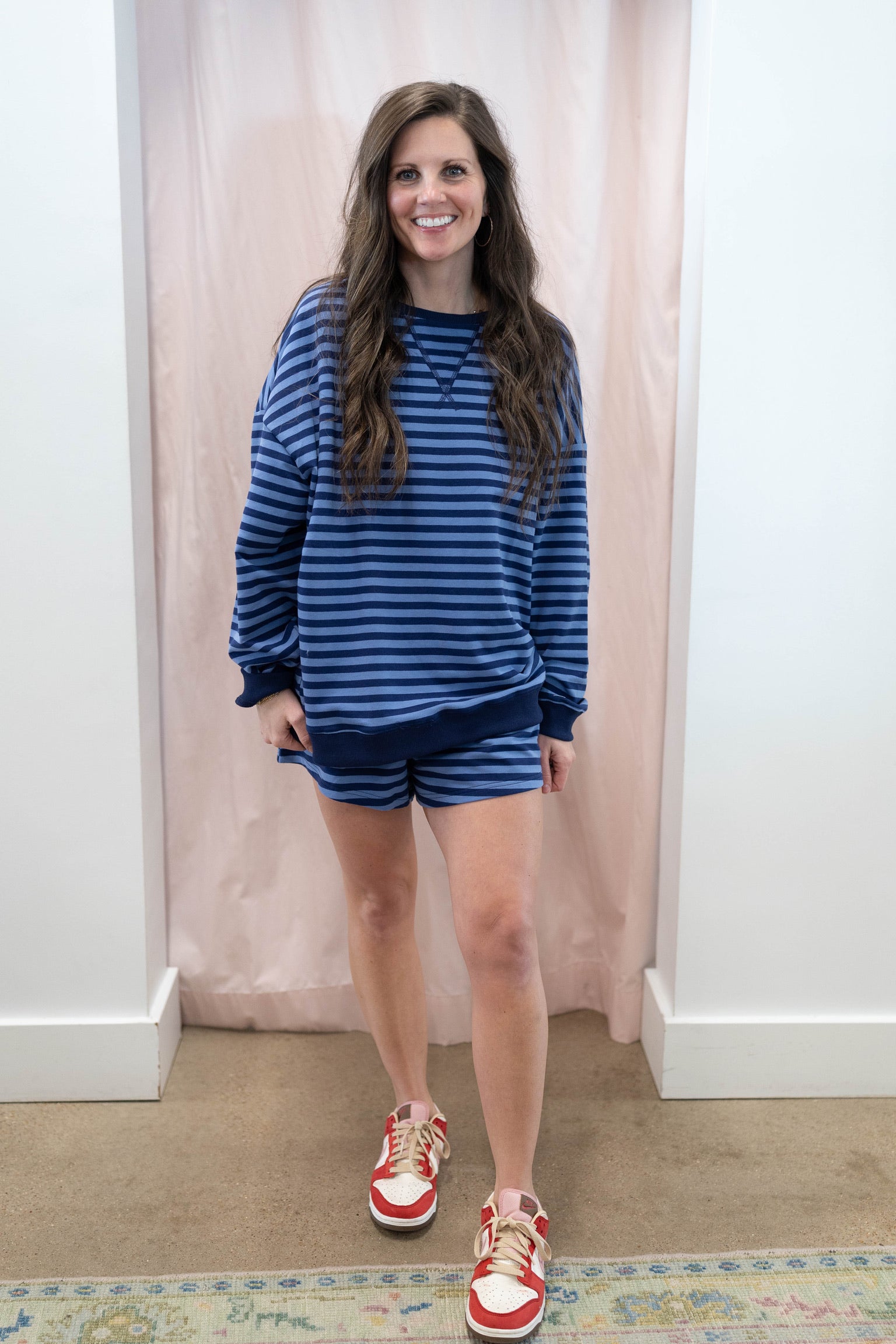 Blue and Navy Stripe Sweatshirt