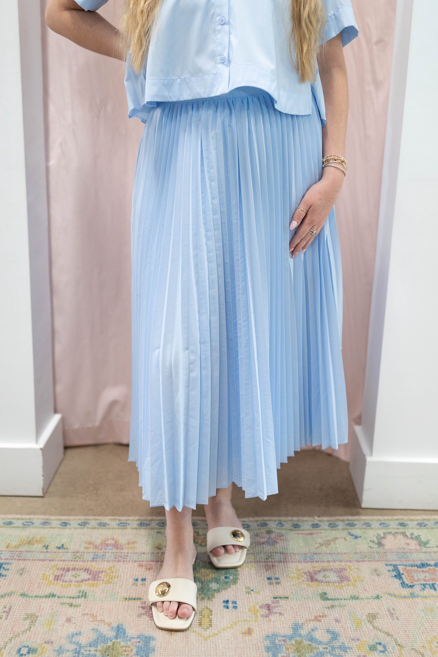 Baby Blue Pleated Skirt