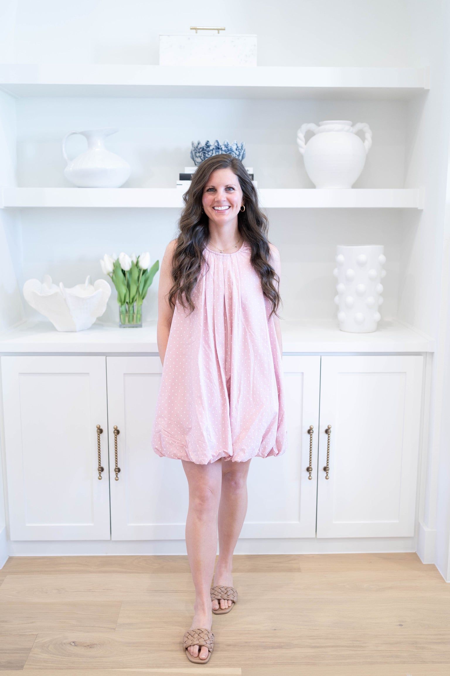 Blush Polka Dot Bubble Dress