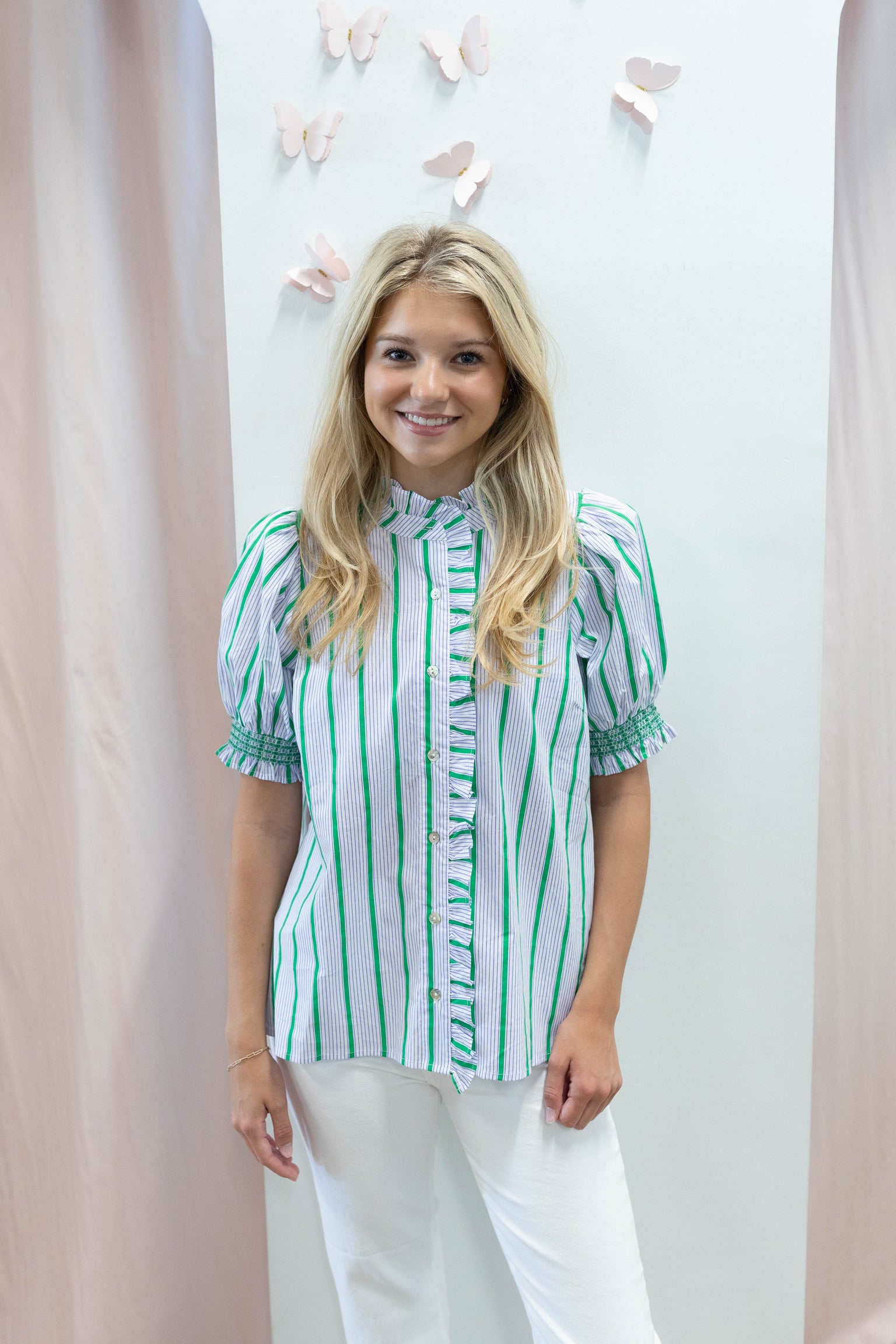 Greer Green Stripe Blouse