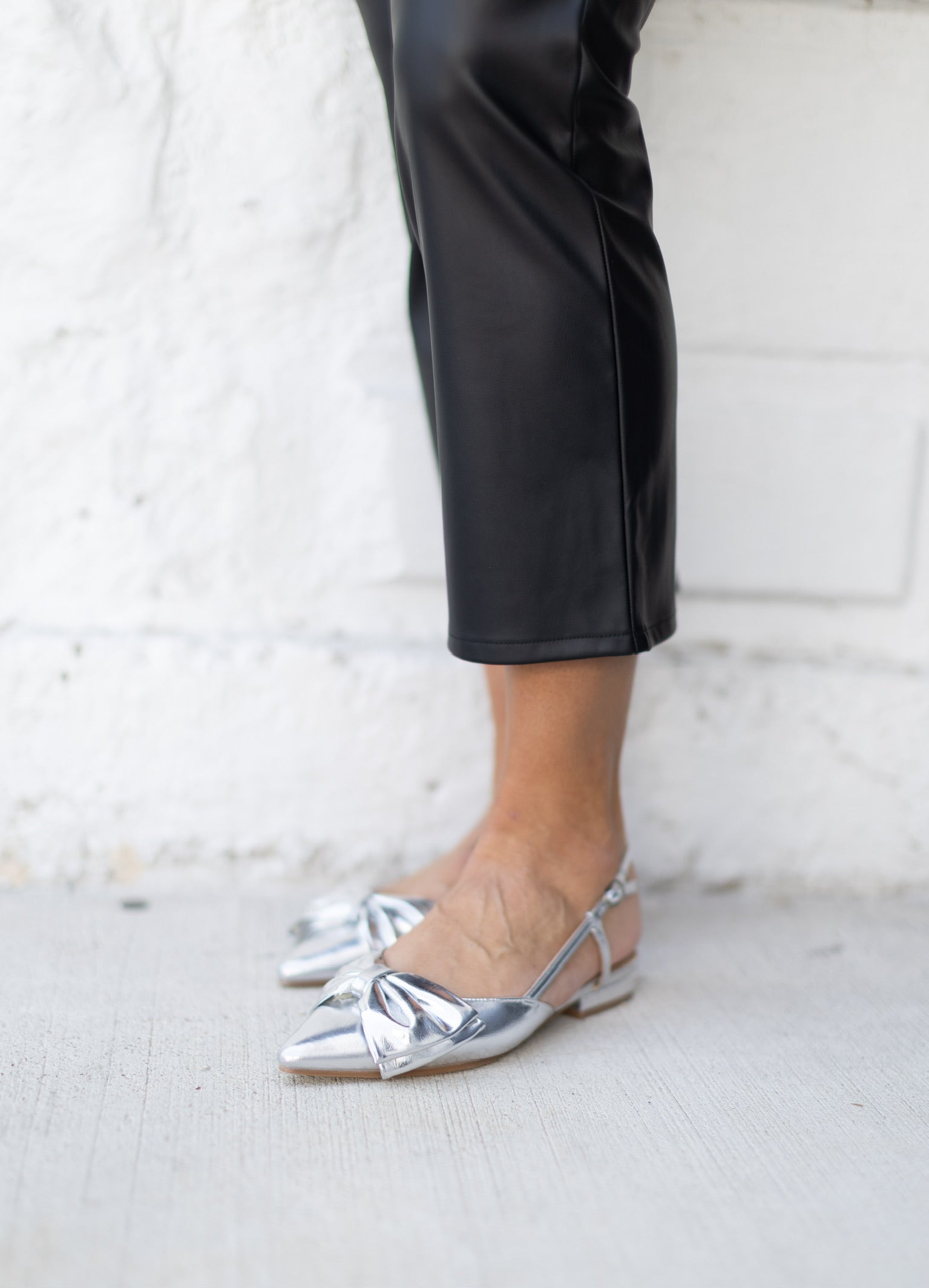 Harmony Bow Slingback Flats, Silver