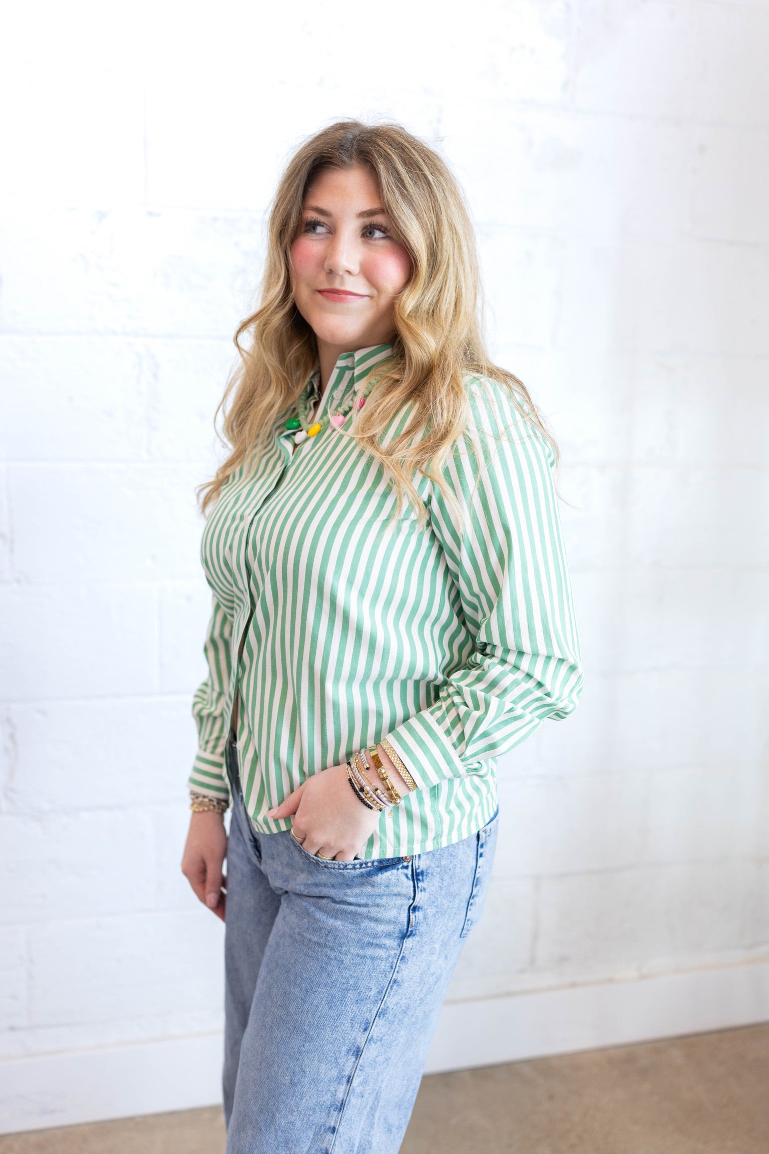 Hetila Green Stripe Top