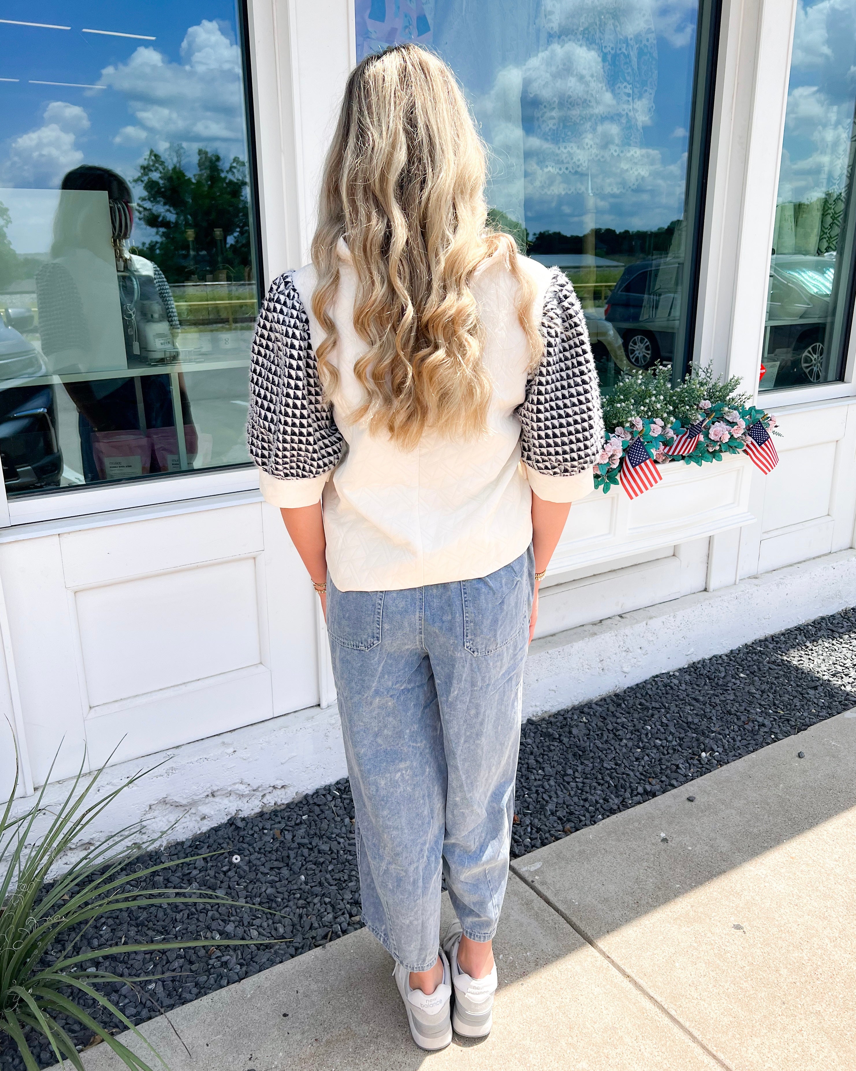 Ivory Checkered Top