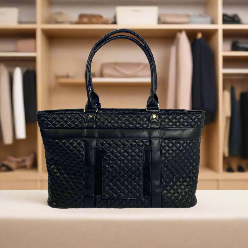 Black Quilted Vip Travel Tote