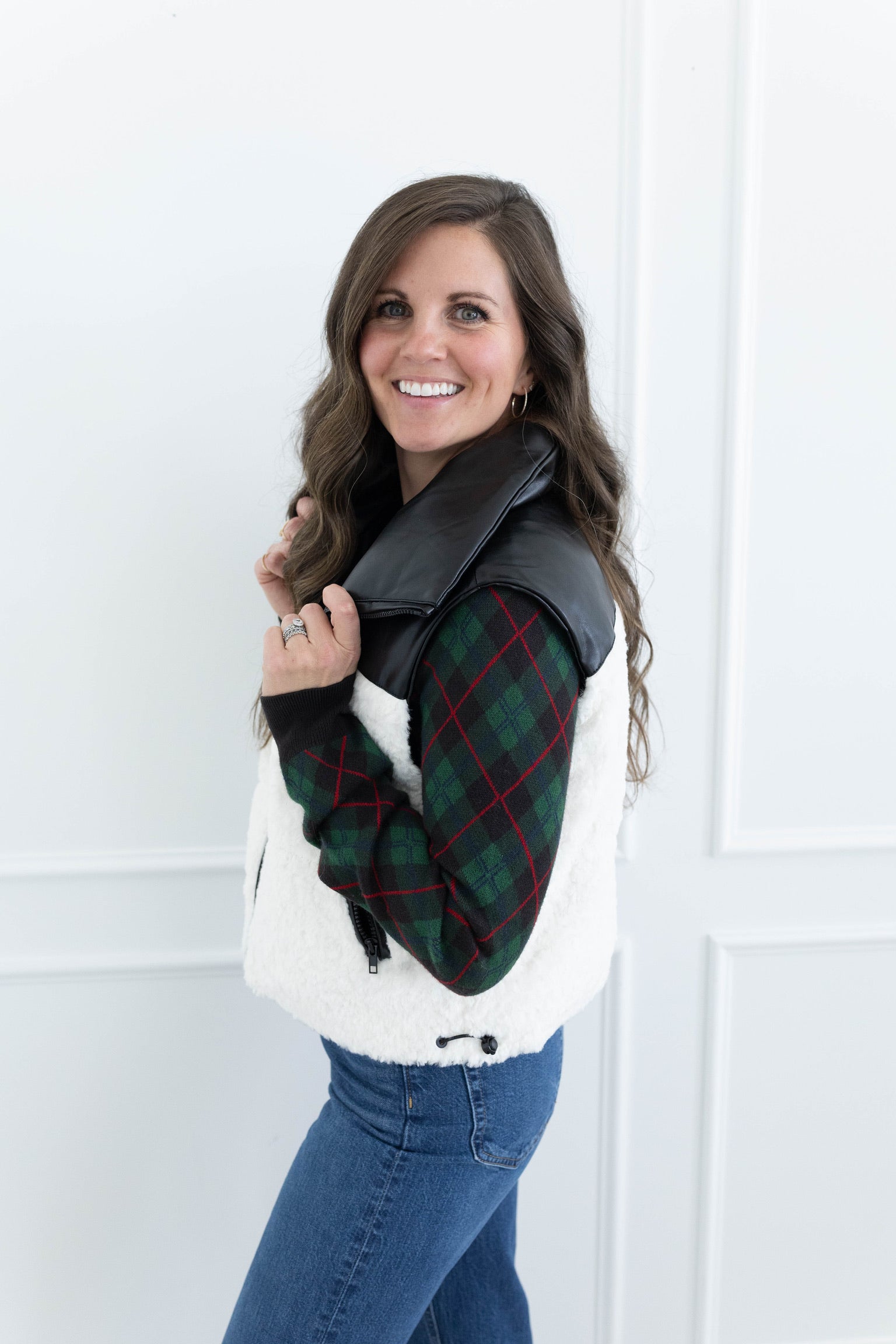 Mistletoe Plaid Tuck In Sweater