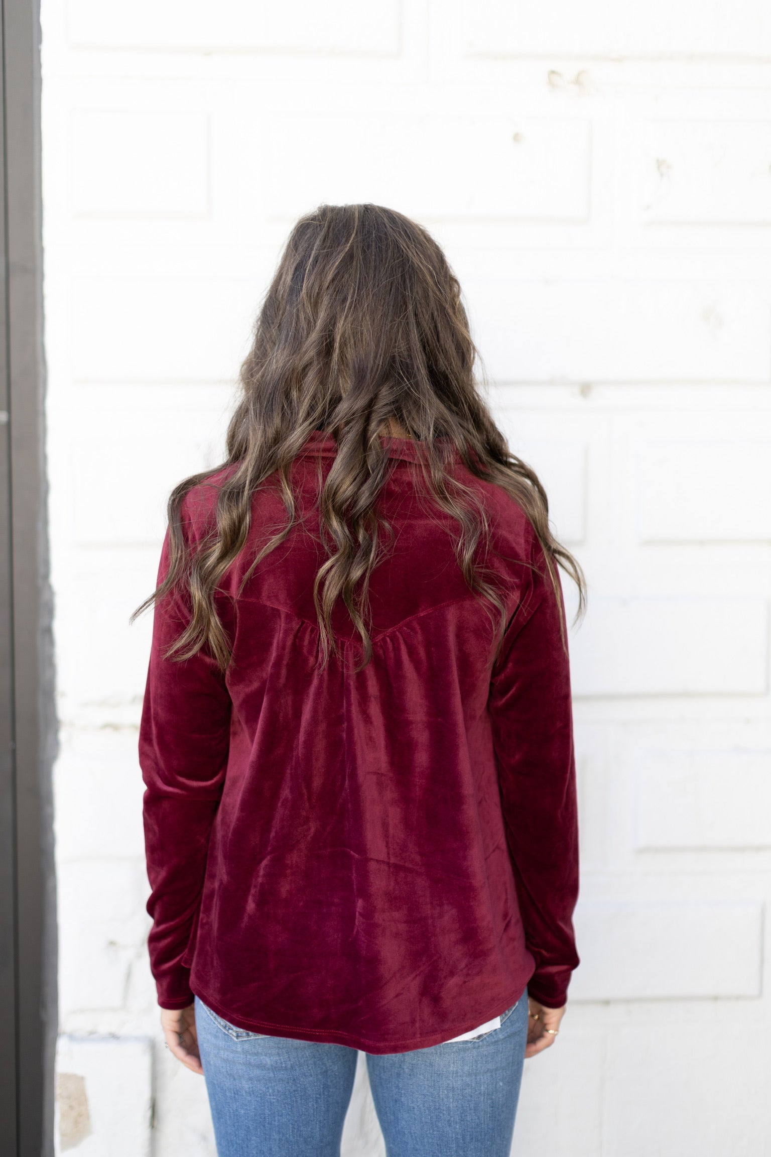 Cranberry Velvet Top