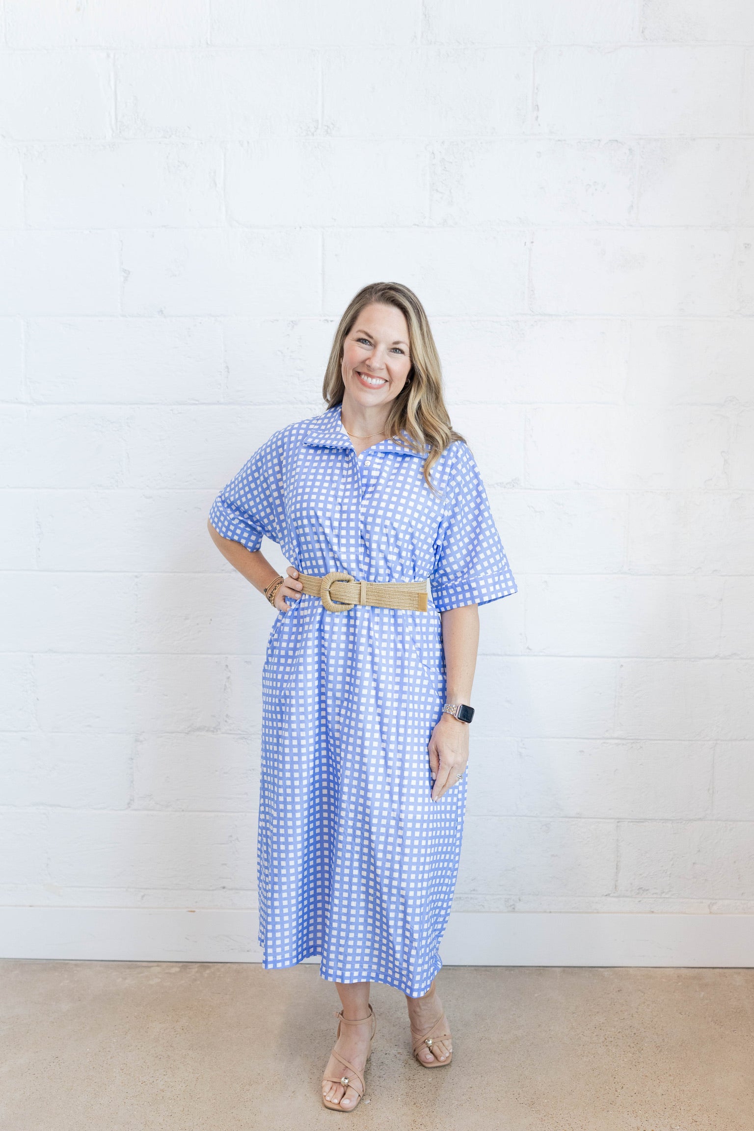Sandy Plaid Midi Dress