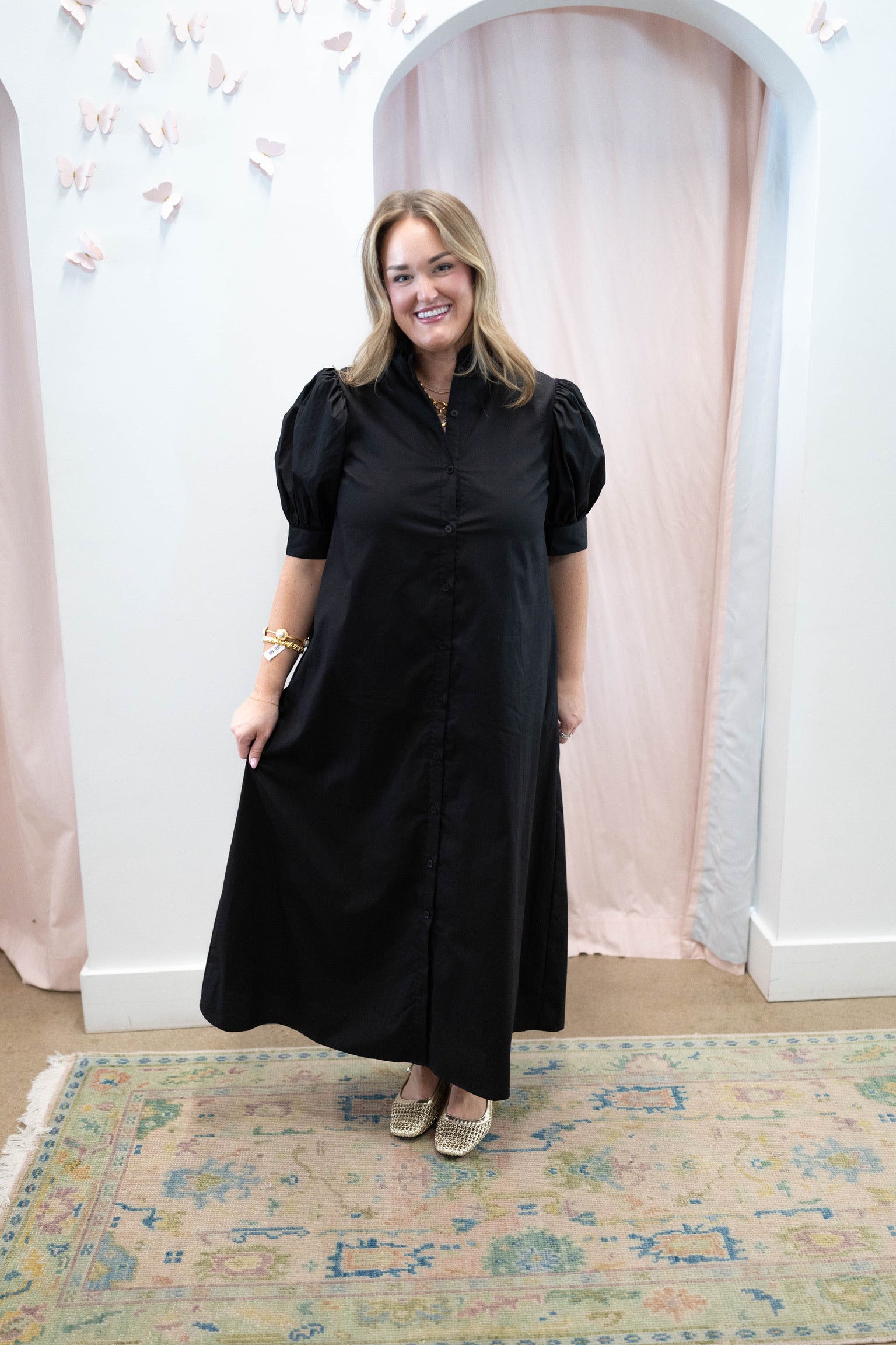 Louise Ruffle Neck Maxi Dress