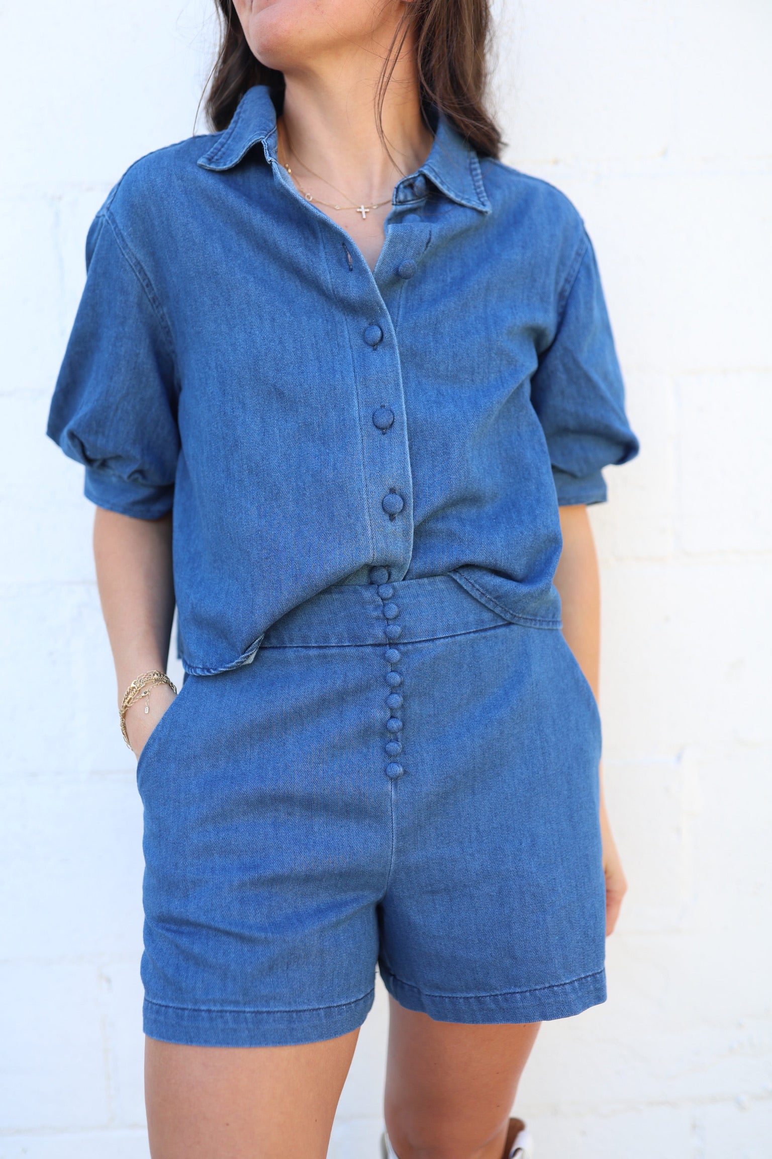 Dani Denim Button Shorts