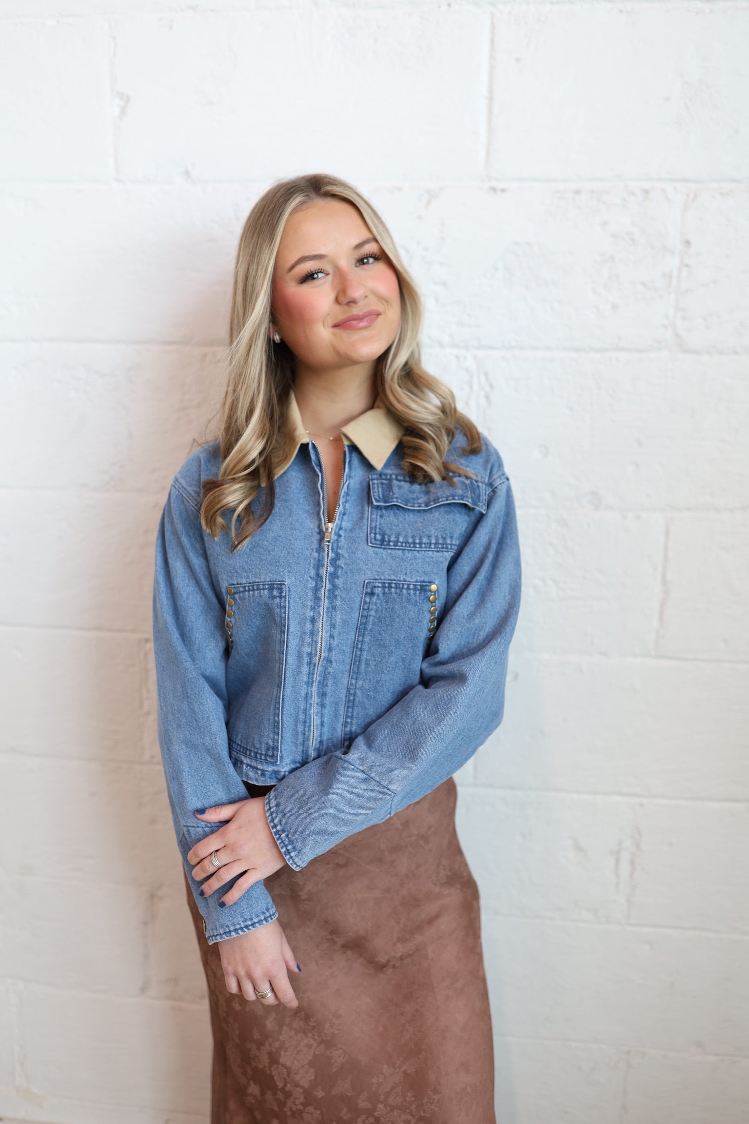 Gold Antique Stud Denim Jackets