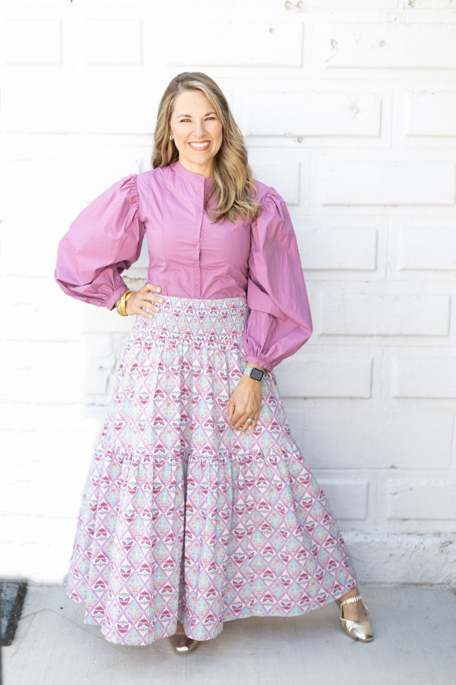 Paris Floral Smock Maxi Skirt