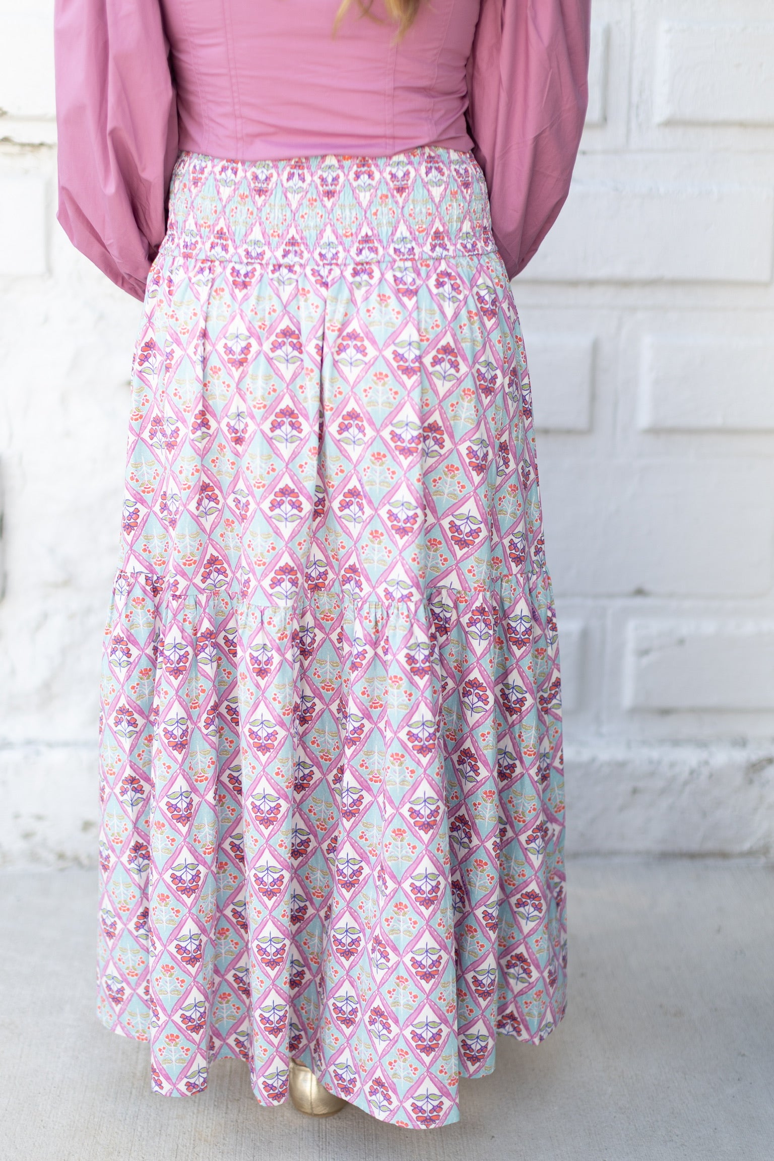 Paris Floral Smock Maxi Skirt