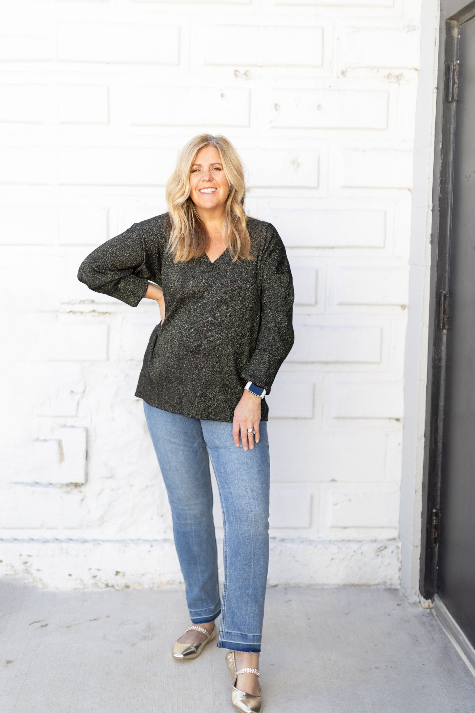 Goldie Sparkle V-Neck Sweater