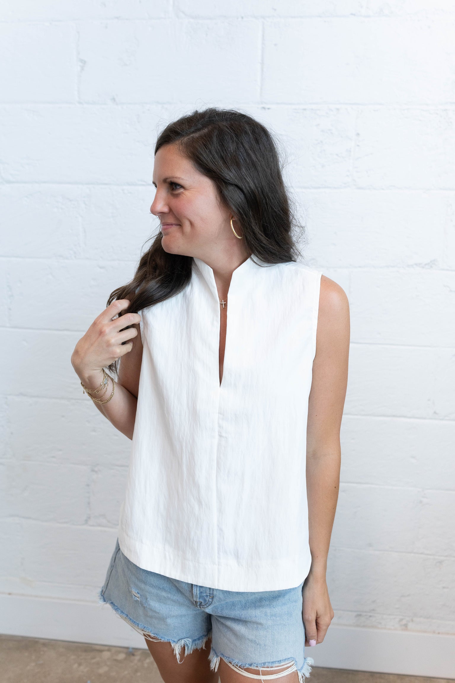 Stand Collar Sleeveless Top