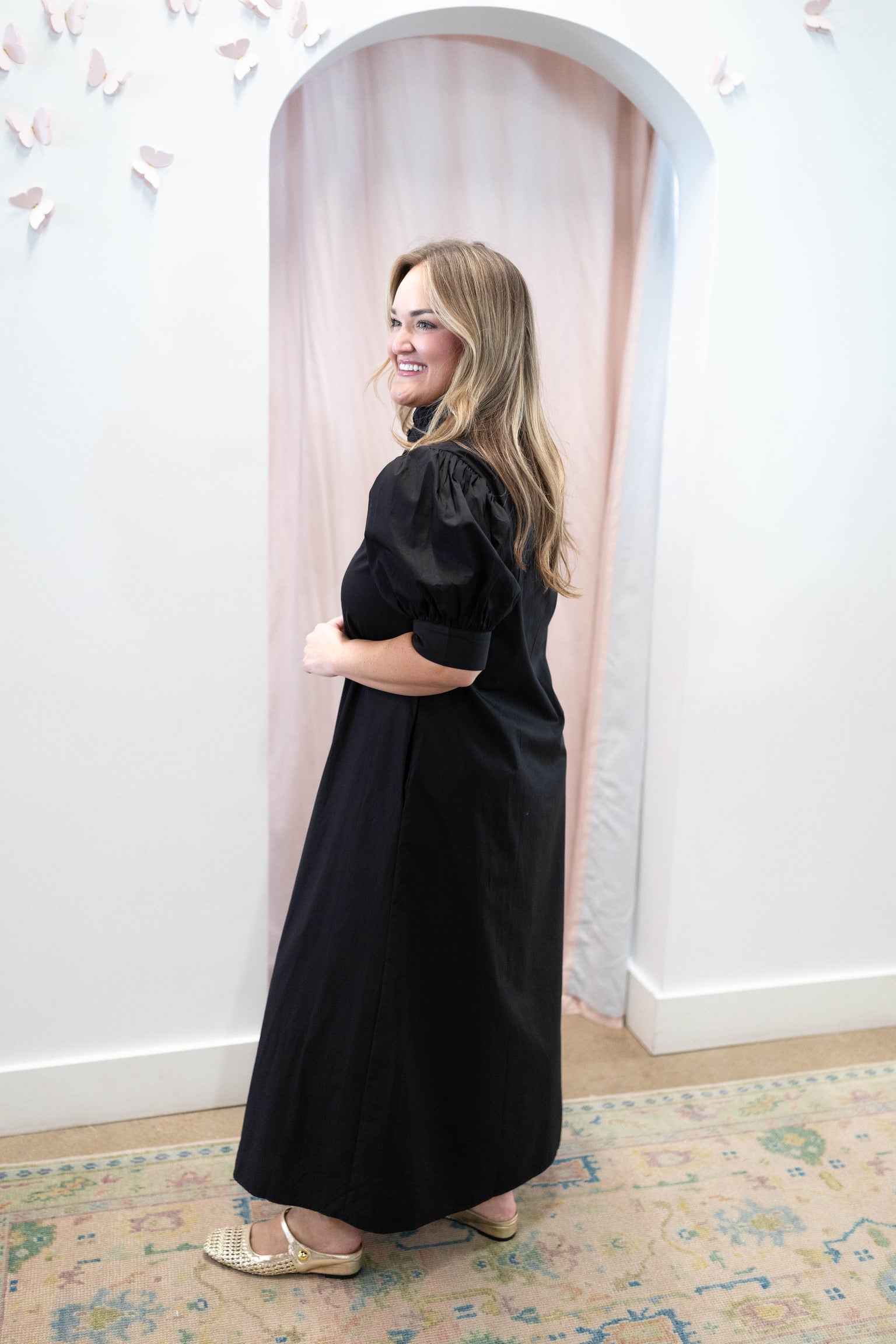 Louise Ruffle Neck Maxi Dress